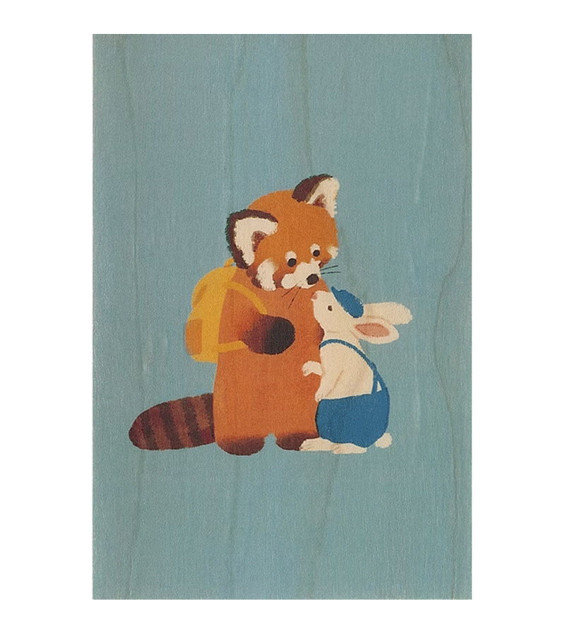 Adorable Red Panda and Rabbit Wooden Animal Cards by WOODHI - Perfect for Scrapbooking, DIY Crafts, and Unique Gifts