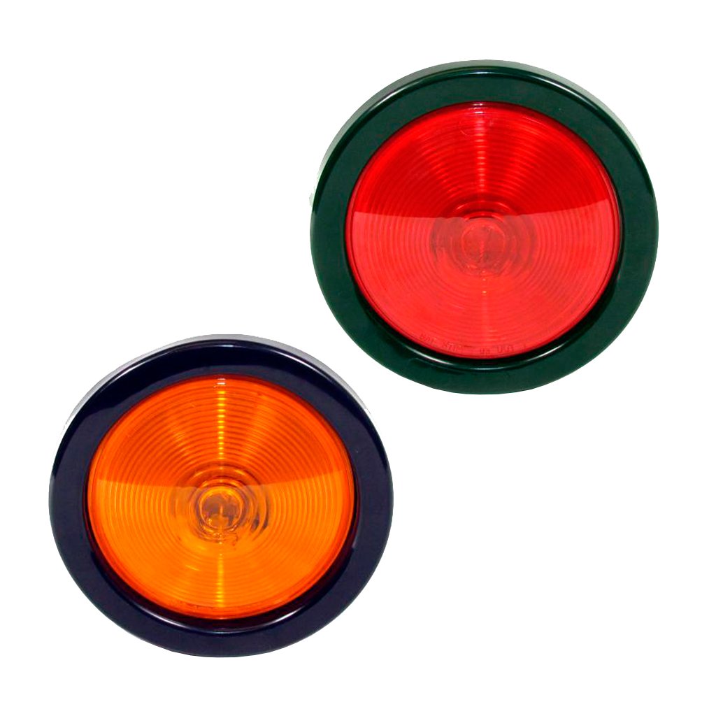 Fortpro 4-Round Incandescent Trailer Tail Light with Grommet & Plug - Heavy Duty Waterproof Brake Lights for Trucks, Trailers, RVs & Boats