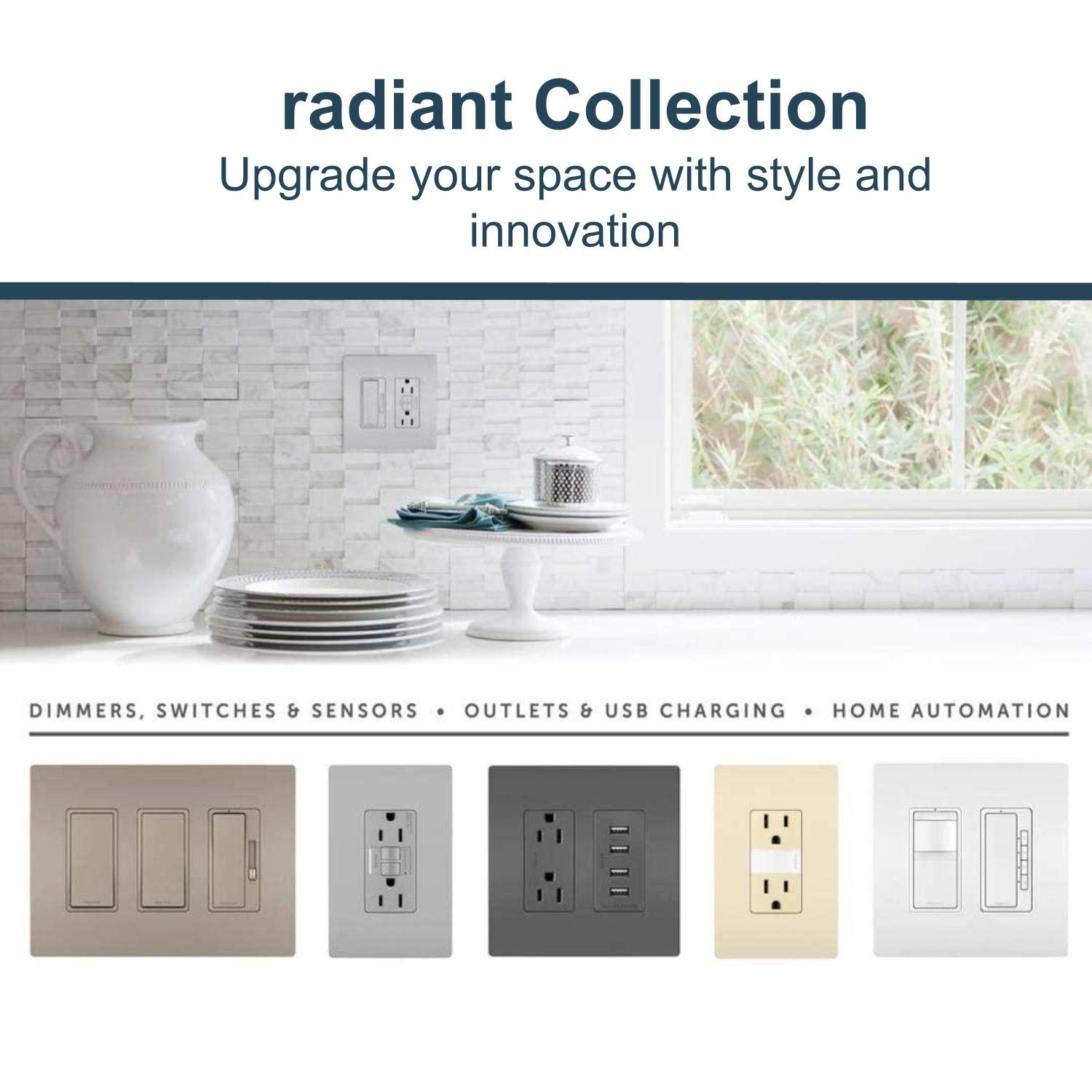 Legrand Adjustable LED Night Light Outlet - Full Dimmable Plug-in Wall Light for Hallways, Stairs & Bedrooms - Black/Light Almond/Ivory (1 Pack) - Perfect for Safe Nighttime Navigation & Ambient Lighting