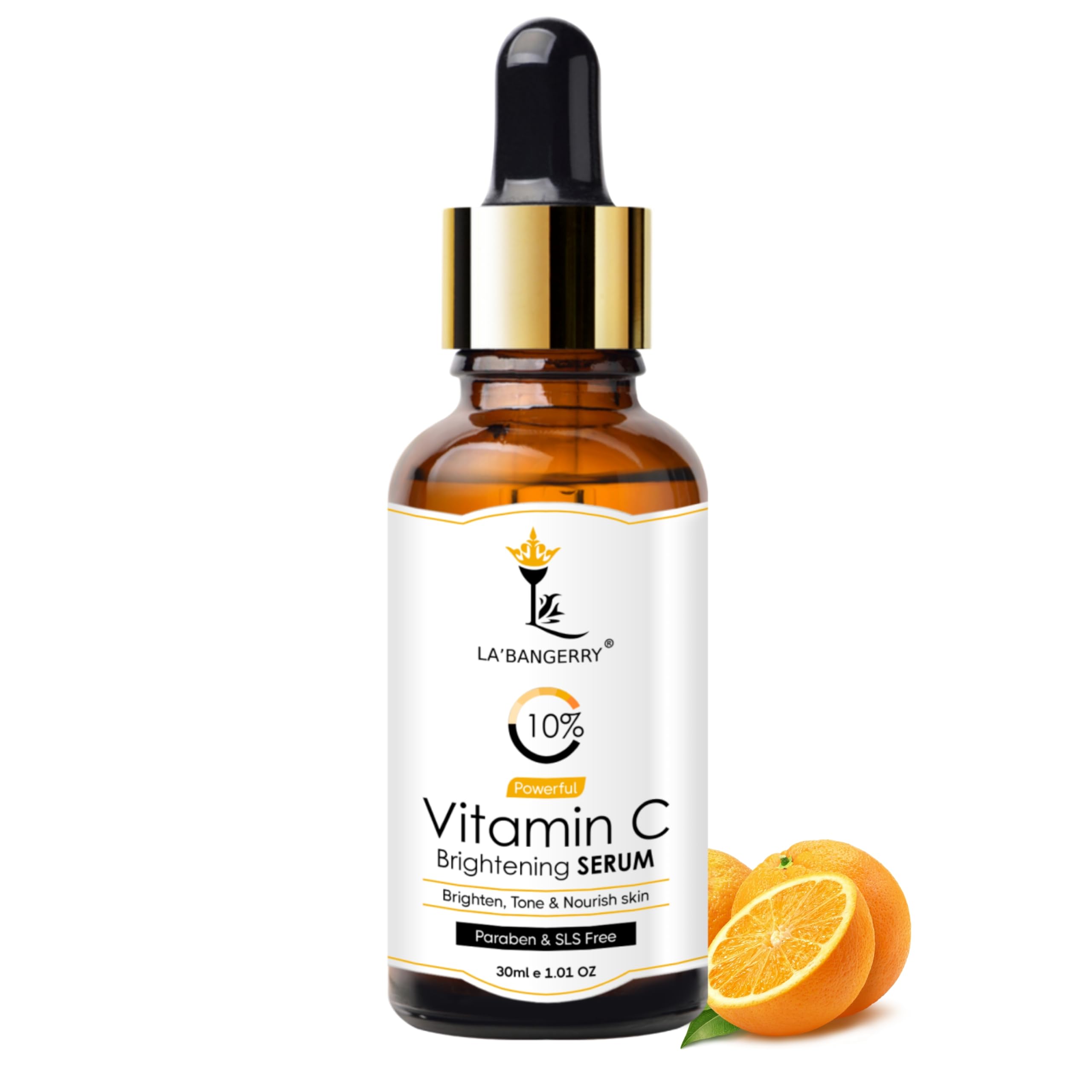 LA'BANGERRY 10% Vitamin C Brightening Face Serum - Dark Spot Corrector, Pore Minimizer & Anti-Aging Treatment for Glowing Skin | Fades Hyperpigmentation, Evens Skin Tone, Reduces Wrinkles | Suitable for Women & Men, All Skin Types | Paraben & SLS Free | 30ml | Daily Skincare Routine, Morning & Night Use for Radiant Complexion