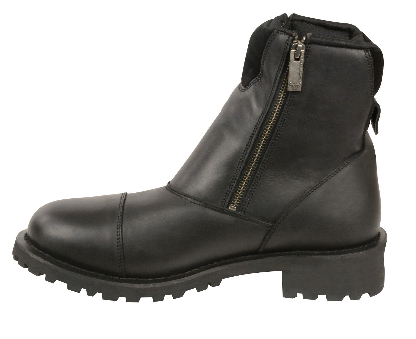 Milwaukee Leather Men's Super Clean Double Sided Zipper Boots - Round Toe Black Size 9 | Durable Work Boots for Construction & Outdoor Activities