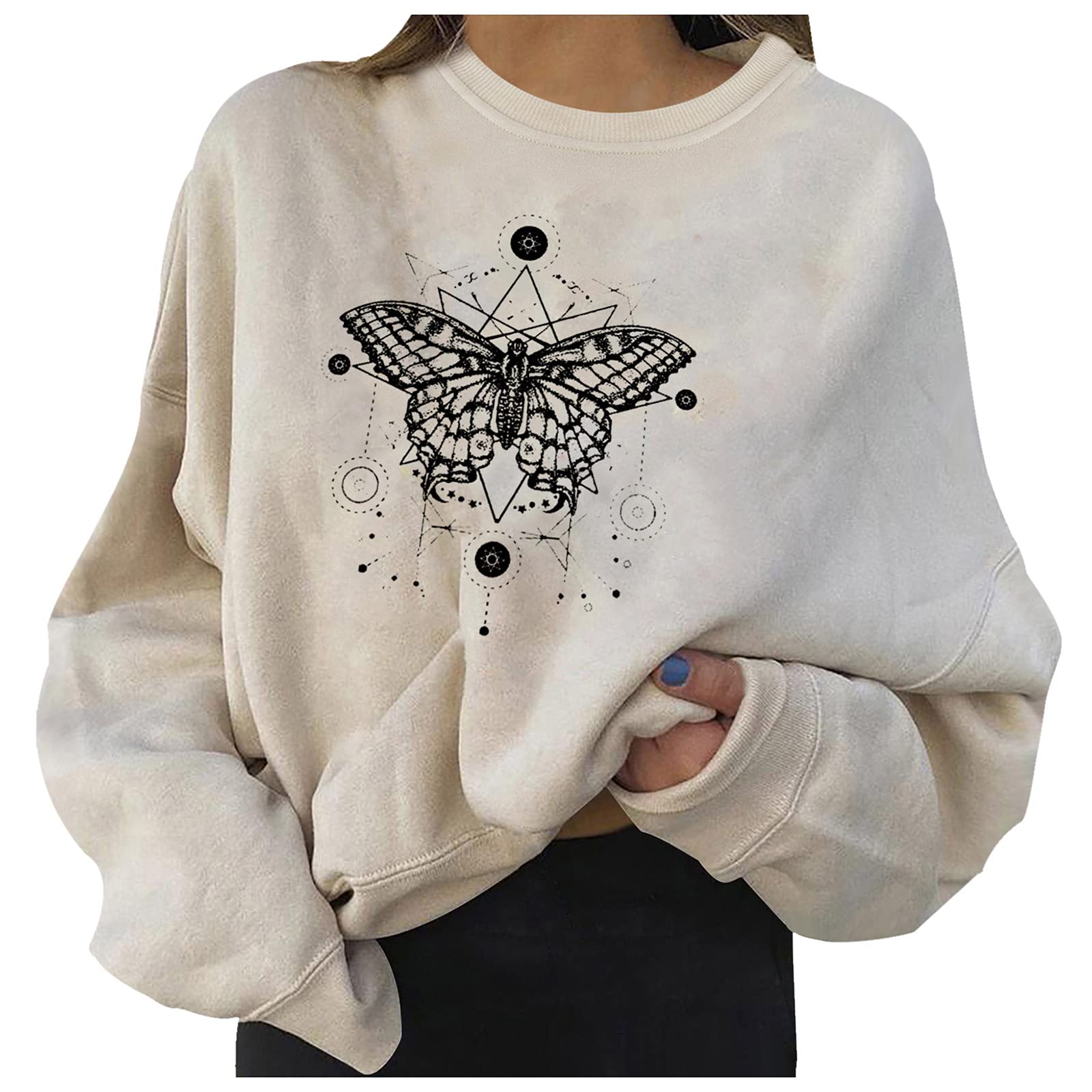Women's Printed Casual Long Sleeve Round Neck Loose Sweatshirt - Comfortable Pullover Hoodie for Everyday Wear, Lounge & Street Style Fashion