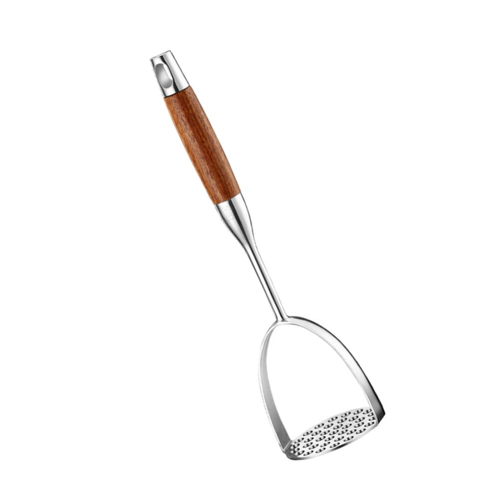 DOITOOL Professional Heavy Duty Stainless Steel Potato Masher with Ergonomic Wooden Handle - Perfect for Mashing Potatoes, Beans, Vegetables, Fruits, Avocados & Meat - Ideal for Home Kitchens, Restaurants & Meal Prep