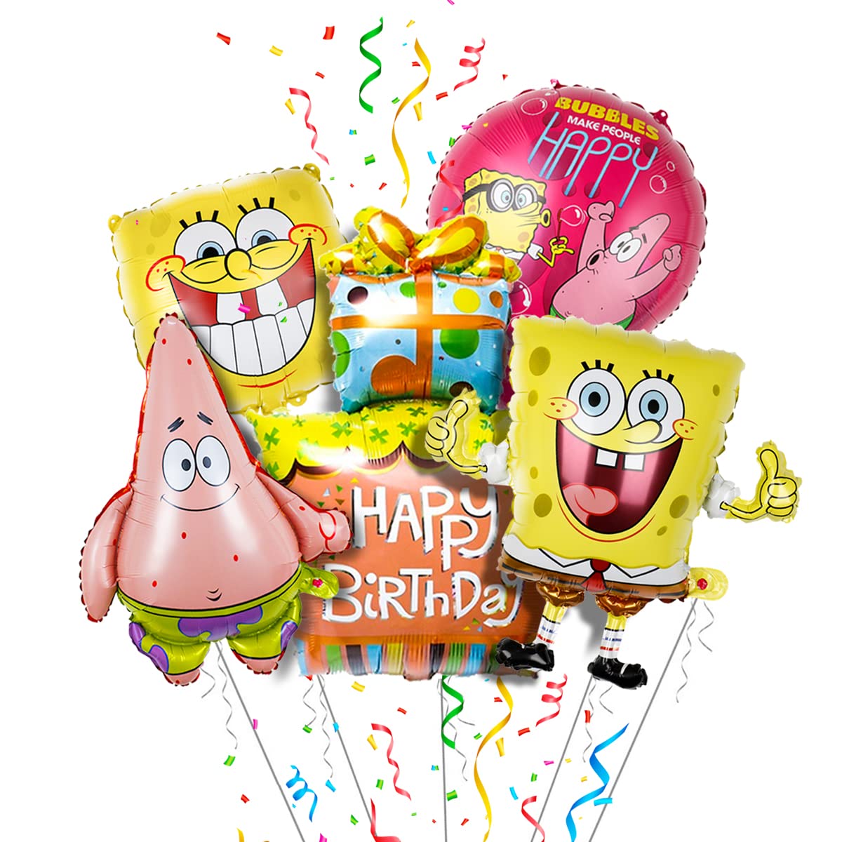 5 Pack Aluminum Foil Birthday Balloons - Helium Balloons for Birthday Party Decorations - Boys & Girls Party Supplies - Character Balloons for Baby Shower, Graduation, Anniversary Celebrations
