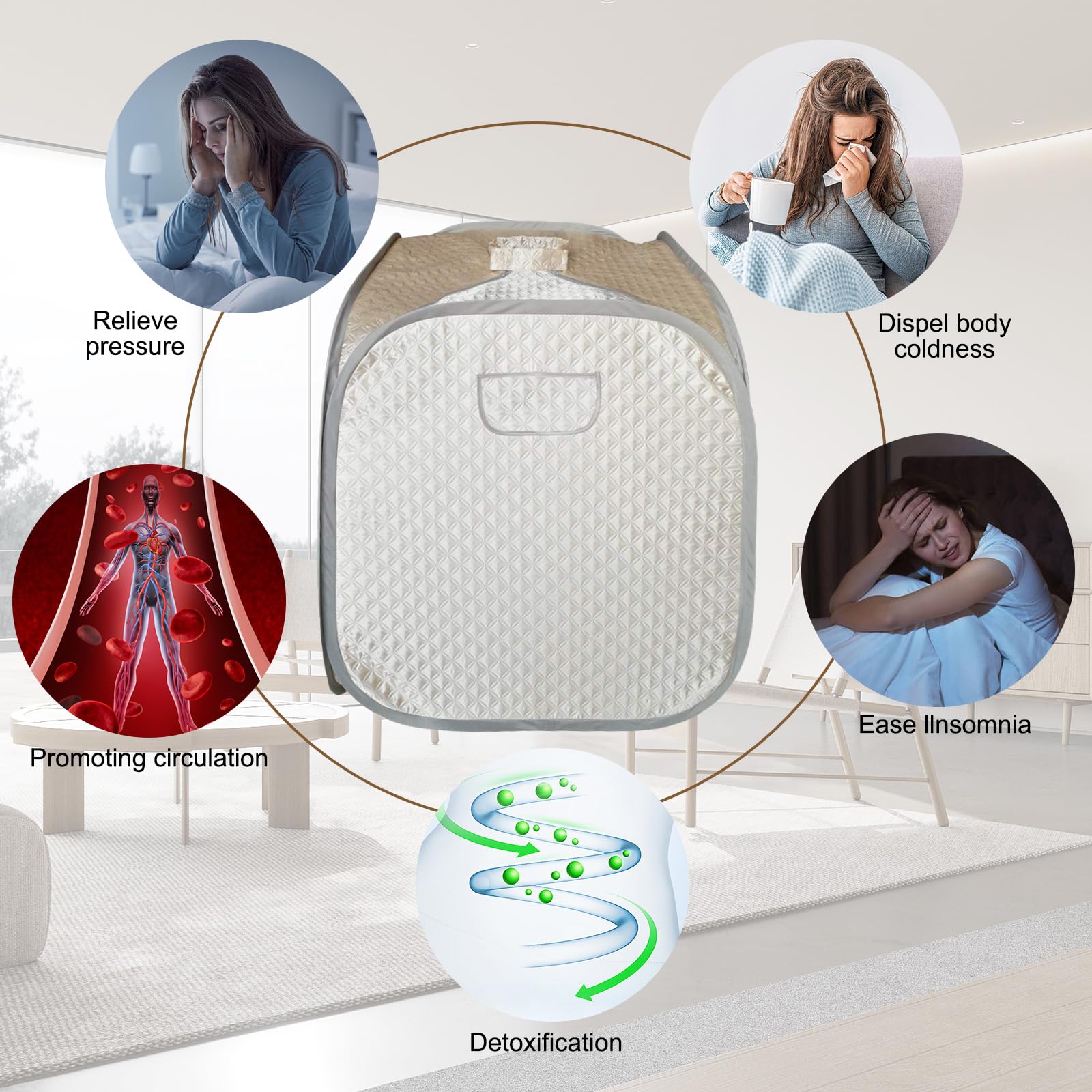Smartmak Portable Steam Sauna for Home Use - 2L Detox & Weight Loss Personal Sauna with Remote Control | Eco-Friendly, US Plug (Champagne) | Perfect for Relaxation, Spa Days & Post-Workout Recovery
