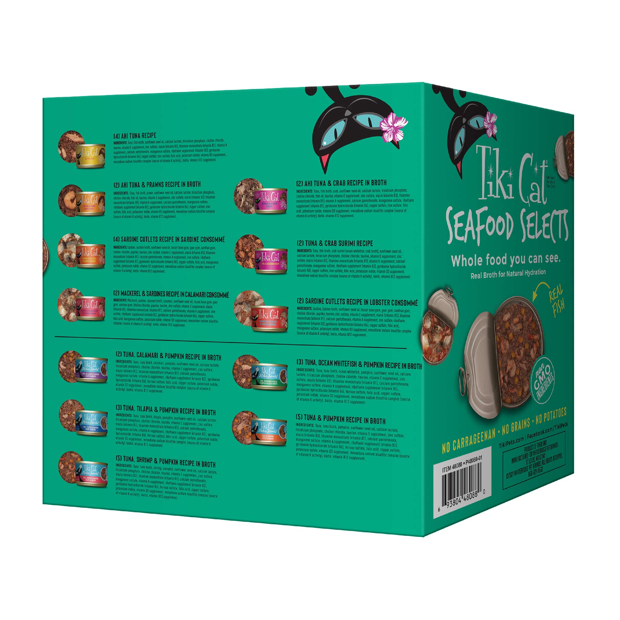 Tiki Cat Seafood Selects Wet Cat Food - Ultimate Variety Pack with Real Flaked Fish, High Protein (36 Servings, 2.8oz & 3oz Cans) - Perfect for Indoor Cats, Picky Eaters & Healthy Diet