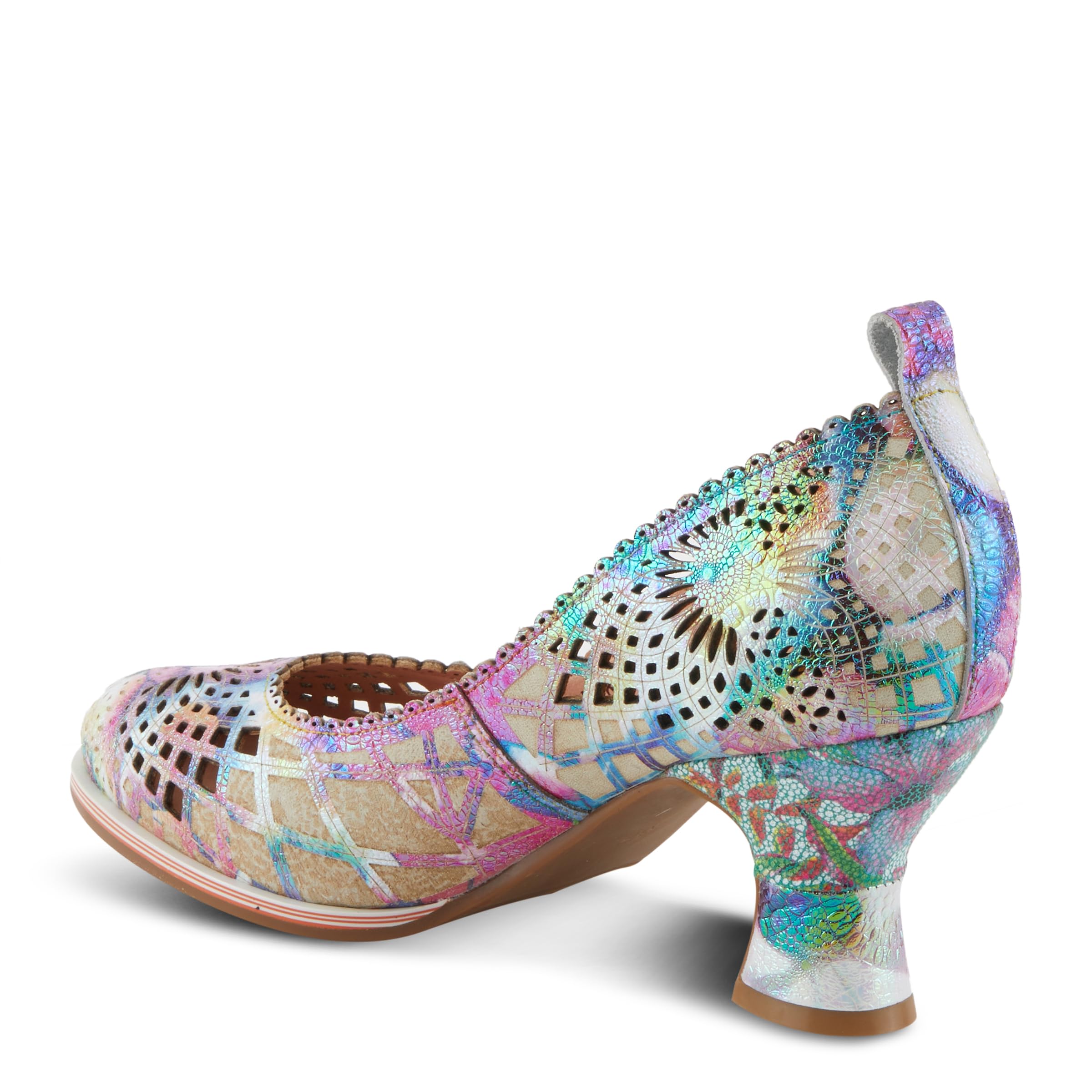 Spring Step L'Artiste Women's ADORAVEL Scalloped Pump - Metallic Leather Dress Shoes with Laser Cutouts & Leather-Wrapped Salsa Heel | Perfect for Office, Parties & Special Occasions