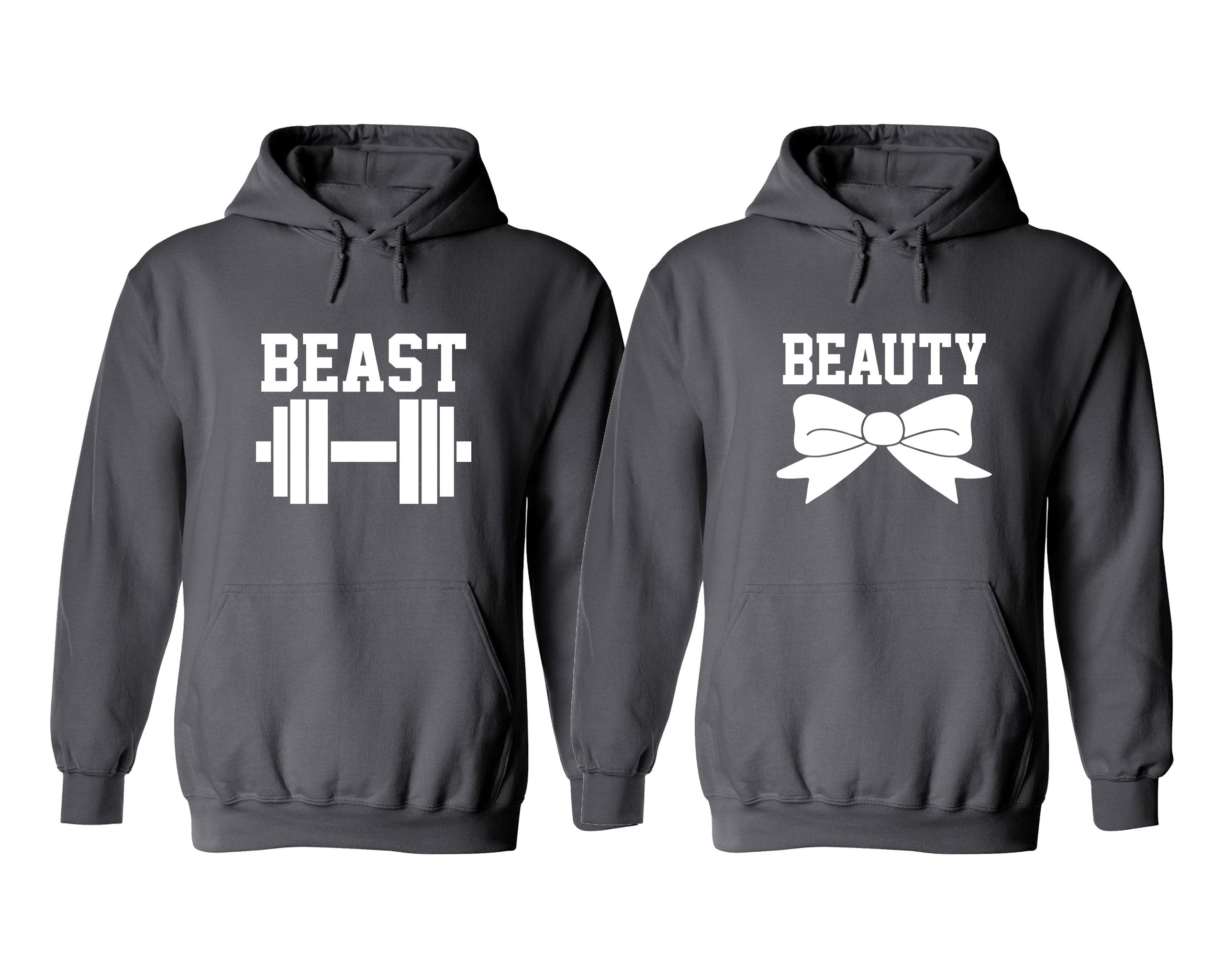 Beast and Beauty Matching Couple Hoodies Set - His and Her Relationship Sweaters for Couples | Cozy Winter Outfits for Date Nights & Anniversaries