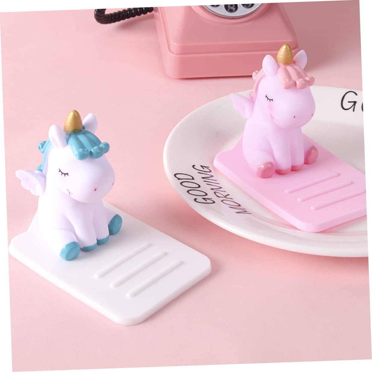 Mikikit 2 Pack Silicone Cartoon Unicorn Phone Stand & Tablet Holder - Universal Multi-Angle Adjustable Car & Desk Mount for iPhone, iPad, Samsung - Perfect for Watching Videos, Gaming & Video Calls