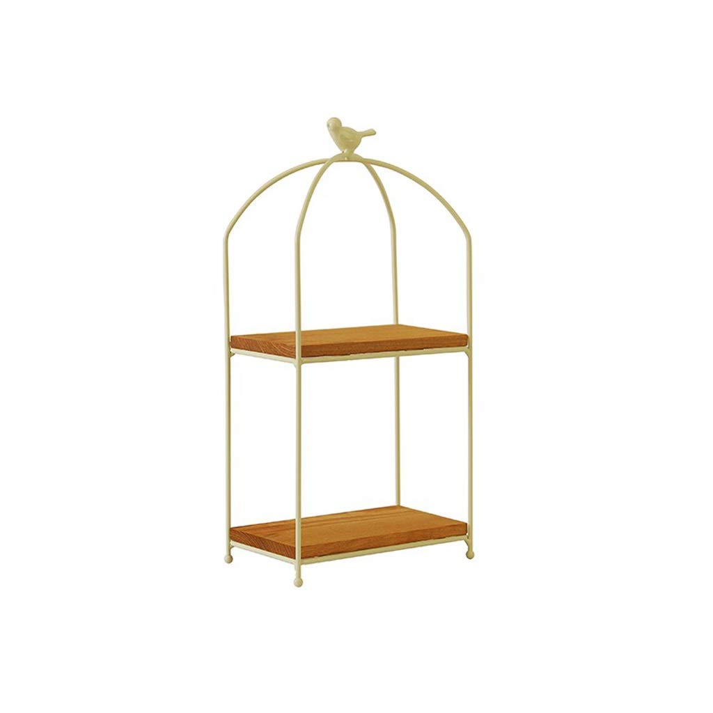 KGEZW Wrought Iron Cosmetics Storage Rack - Foldable Double Tier Perfume & Makeup Organizer - Brown Nordic Style Display Stand for Vanity, Bathroom, or Kitchen Countertop