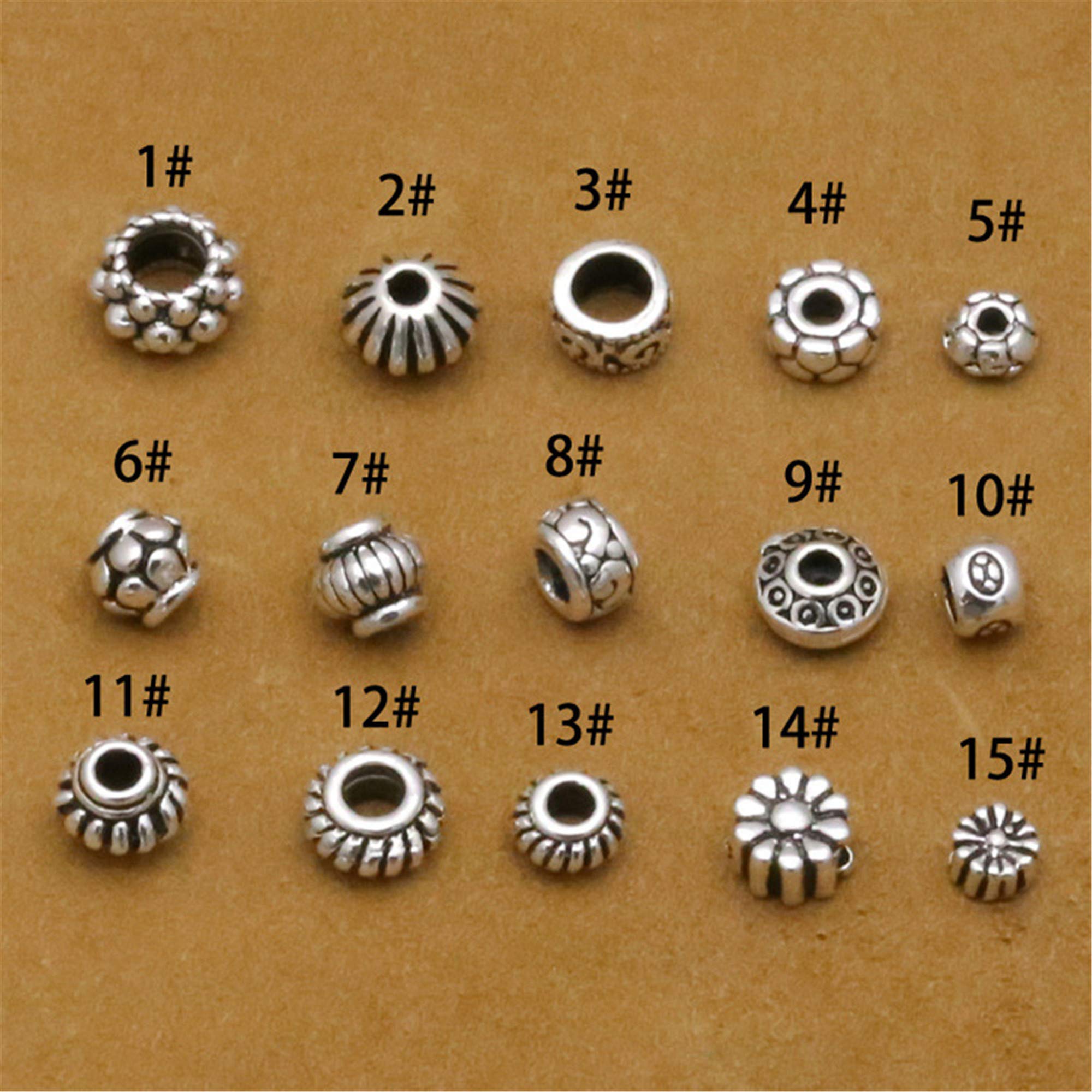 10pcs 6mm 925 Sterling Silver Spacer Beads - Flat Thai Silver Jewelry Making Beads for DIY Bracelets, Necklaces & Earrings - Perfect for Crafting, Gifts & Boho Style Jewelry (TY09)