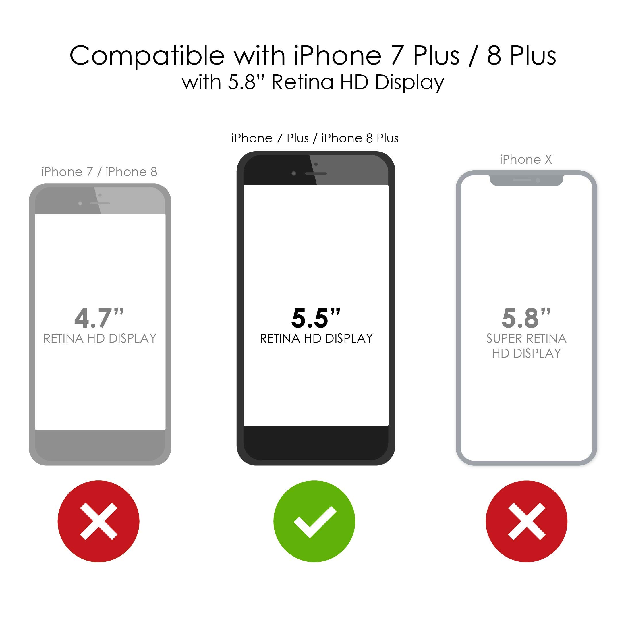 Premium Clear Shockproof Hybrid Case for iPhone 7 Plus/iPhone 8 Plus (5.5 Inch) - Durable TPU Bumper + Acrylic Back with Tempered Glass Screen Protector - Slim Protective Phone Cover for Daily Use, Work & Outdoor Activities