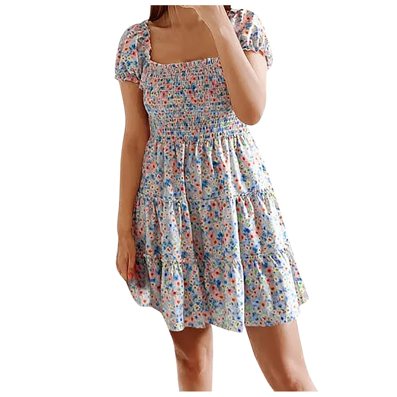 Women's Floral Wrap Dress - Summer Casual T-Shirt Dress with V-Neck for Beach, Party & Everyday Wear