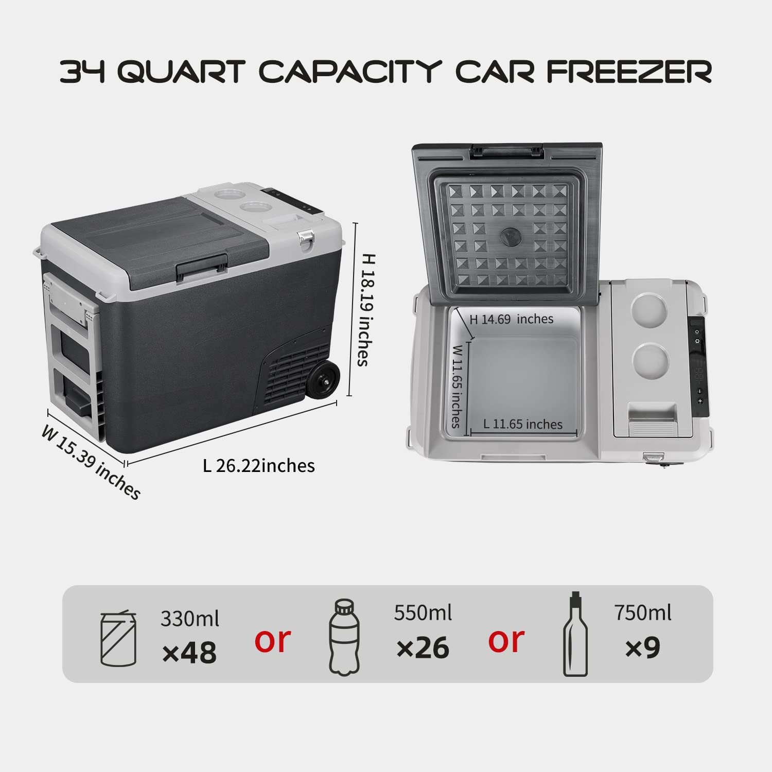Alpicool MT25 12V/24V Portable Car Refrigerator Freezer - 25L Compact Mini Fridge for Road Trips, Camping & Outdoor Adventures