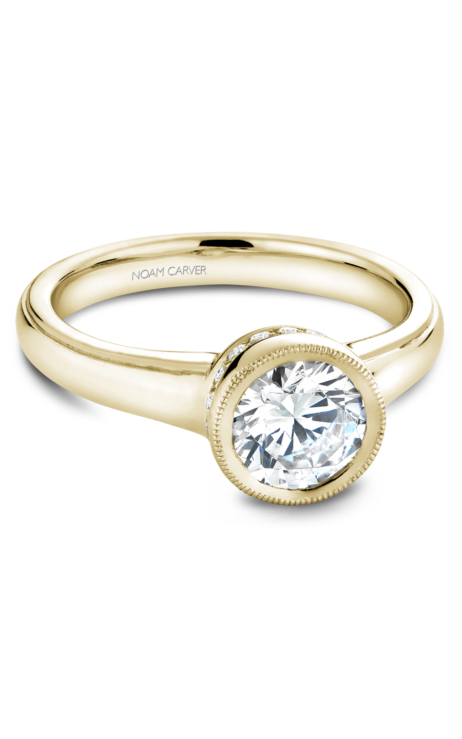 Noam Carver Bezel Engagement Ring B025 01YA - Elegant Solitaire Wedding Band for Women, 14K Gold/Platinum Ring for Proposal, Anniversary & Bridal Jewelry Gift