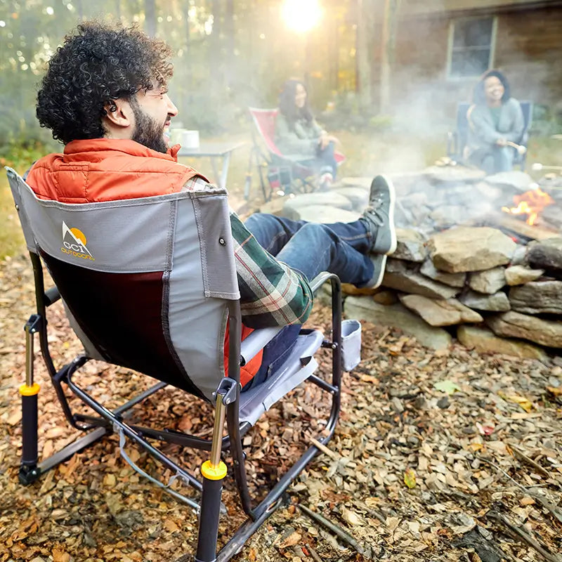 Outdoor Fire Pit Rocking Chair - Low Profile Rocker for Patio, Garden & Backyard Relaxation - Perfect for Camping, Bonfires & Cozy Evenings