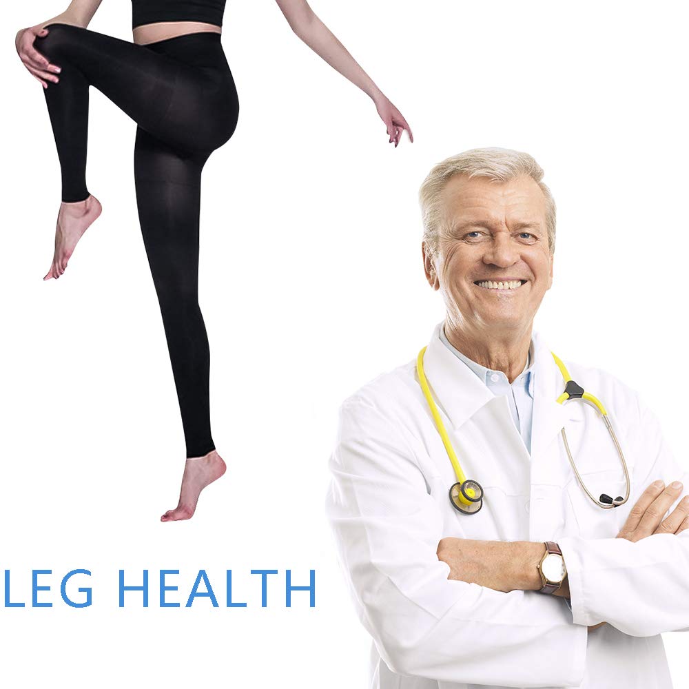 Firm Compression Stockings 20-30mmHg for Women & Men - Varicose Veins & Edema Relief, Black (Medical Support for Work & Travel)
