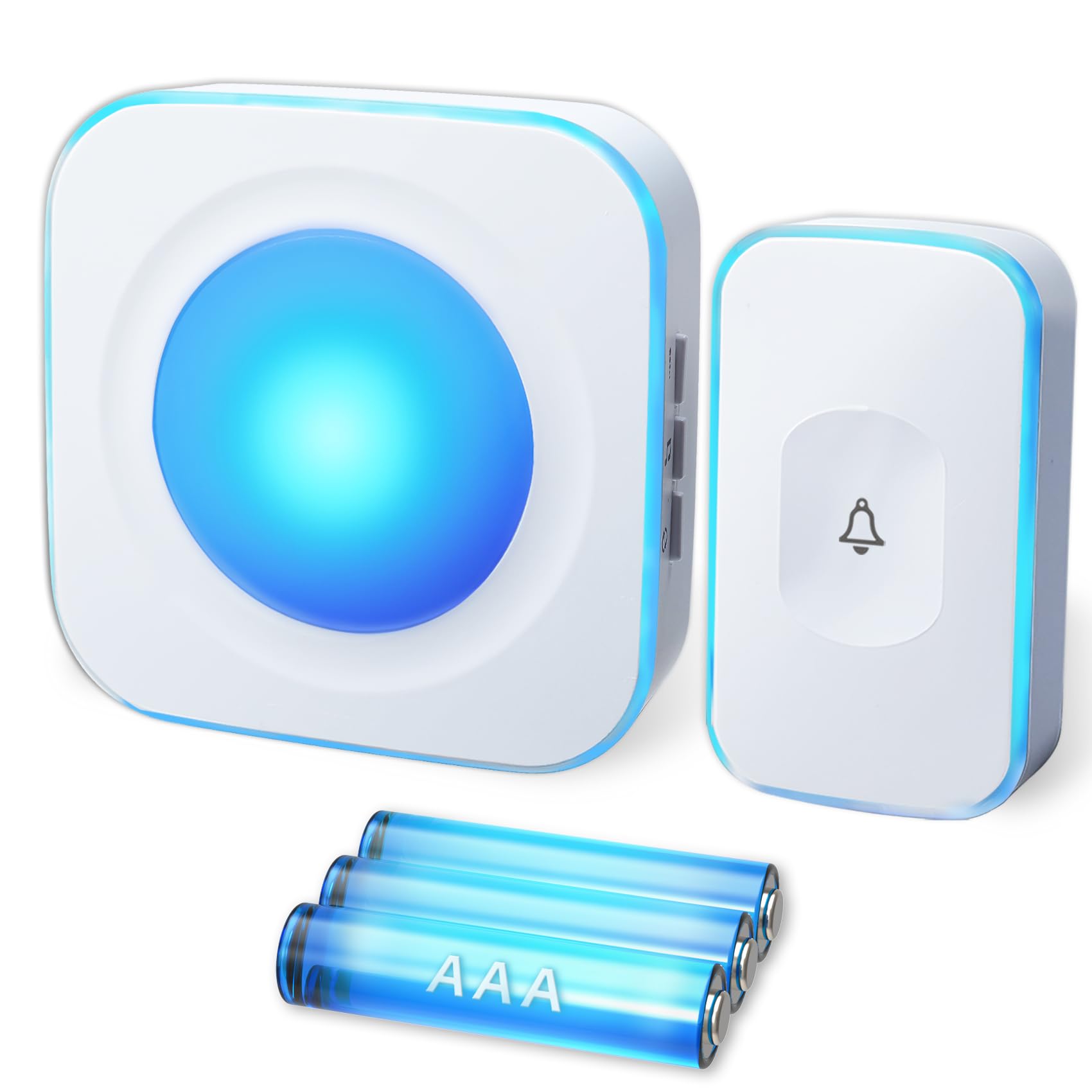 Wireless Doorbell Battery Operated - 1200FT Range with Flashing LED, 36 Ringtones & 4 Volume Levels - Includes 1 Doorbell Button & 1 Portable Receiver - Ideal for Home, Office, Apartment, and Elderly Care (White) by FUHONGRUI