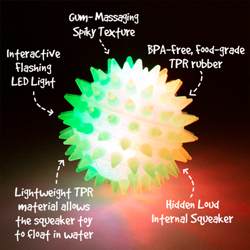 Gnawsome Small Squeak and Light Ball - Interactive Dog Toy for Small Breeds, Chew-Resistant Puppy Toy with Squeaker & LED Light - Perfect for Indoor Play, Training & Teething Relief