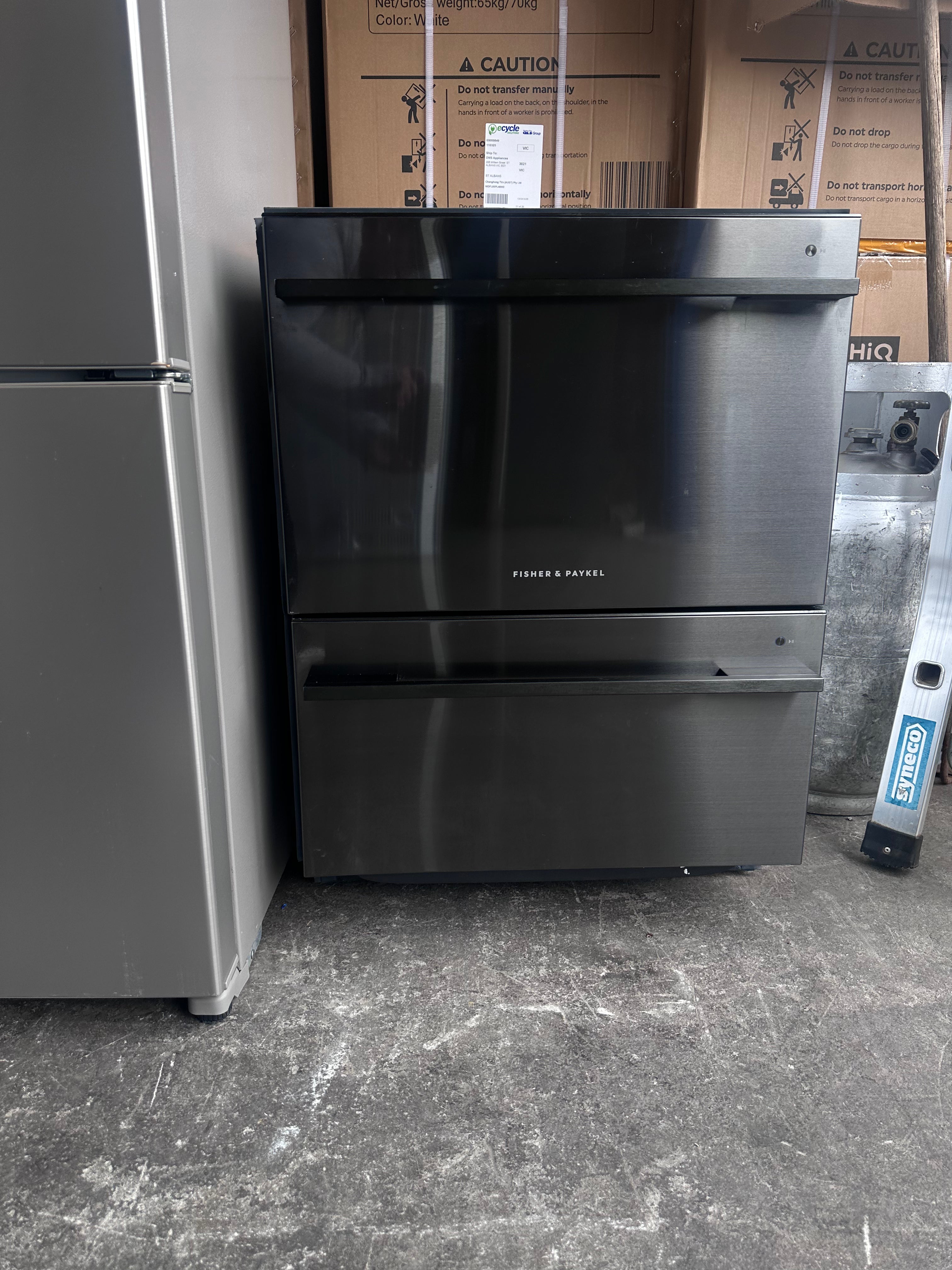 Fisher & Paykel Series 9 Contemporary Double DishDrawer Dishwasher in Black Steel - Factory Refurbished | Space-Saving Under Counter Dishwasher for Modern Kitchens & Small Homes