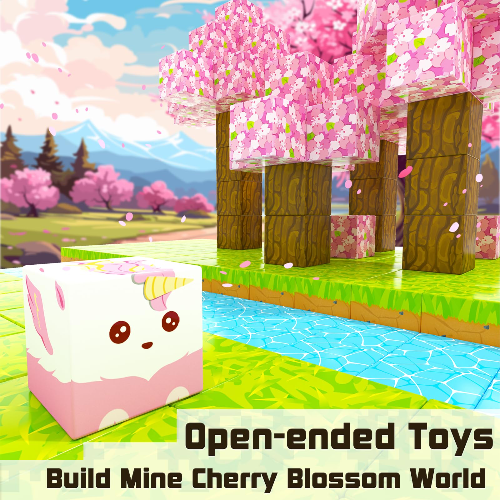 **Magnetic Building Blocks for Kids - STEM Educational Toys for Boys & Girls Ages 3+, Cherry Blossom Themed Magnetic Tiles Set for Creative Construction Play | Perfect for Preschool Learning & Indoor Activities**