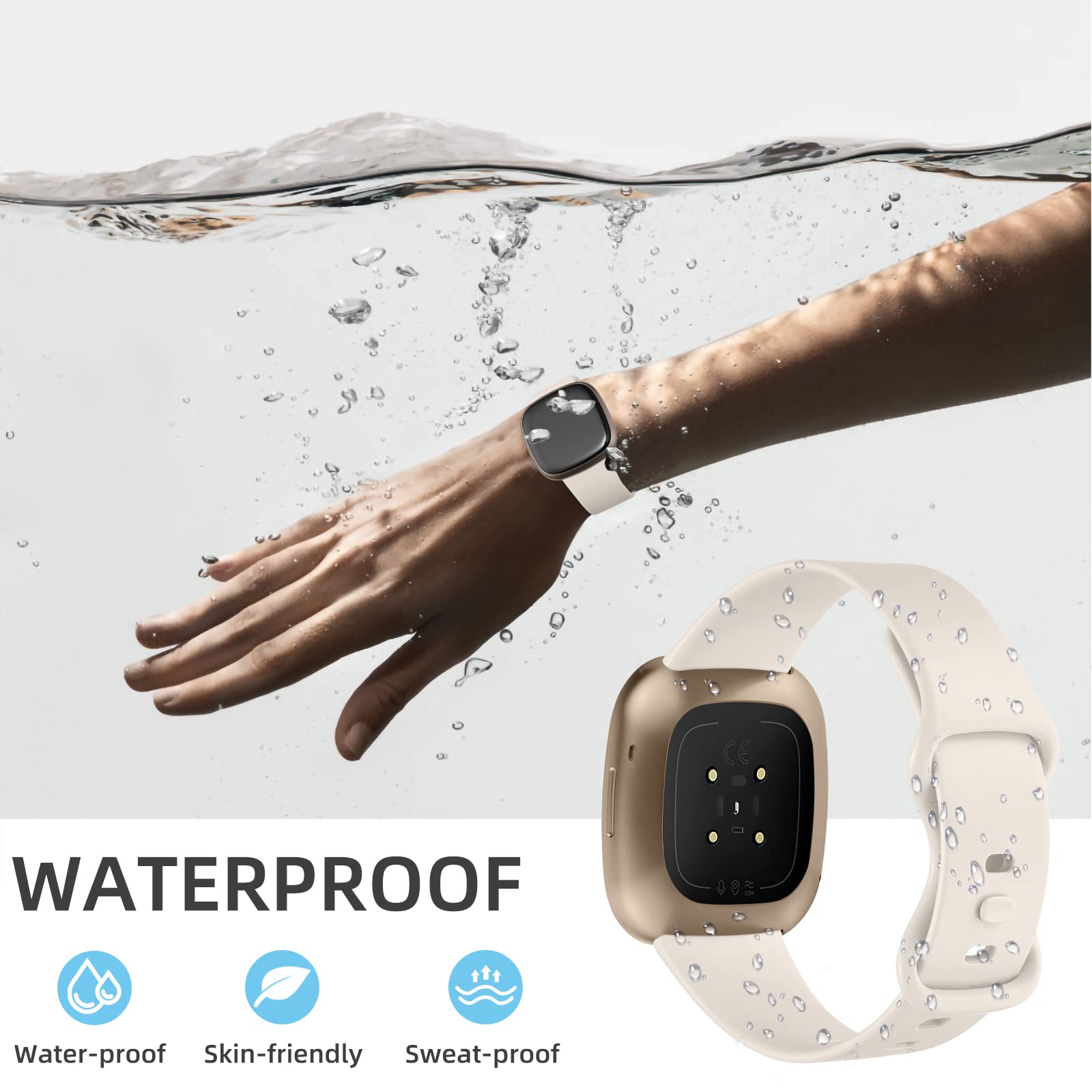 Odbeai Soft Replacement Sport Band Compatible with Fitbit Versa 4/3, Sense/Sense 2 - Breathable & Adjustable Fitness Strap for Women & Men - Perfect for Running, Gym & Daily Wear