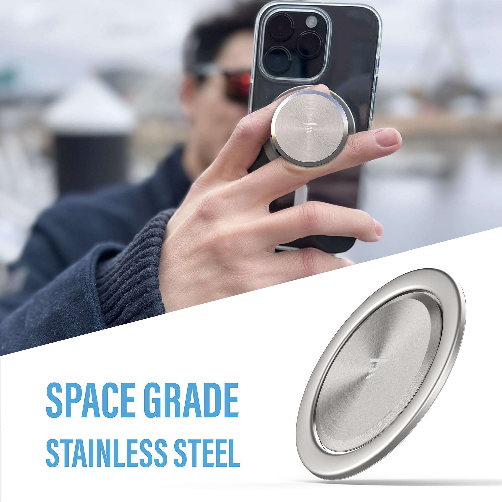 Ultra Thin MagSafe Grip Stand: One-Hand Pop, 10x Expandable, Space-Grade Steel, Removable for Wireless Charging - Slim Design for iPhone 14/13/12 Series - Perfect for Work, Travel, and Daily Use