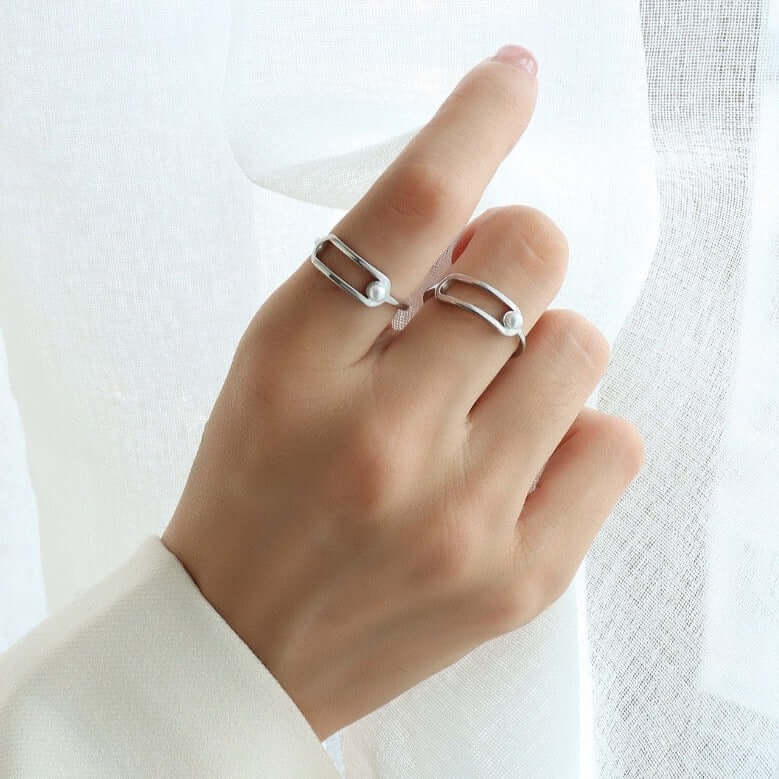 18K Gold Pearl Safety Pin Rings for Women - Elegant Vintage Jewelry Gift for Birthdays, Anniversaries & Special Occasions | A201