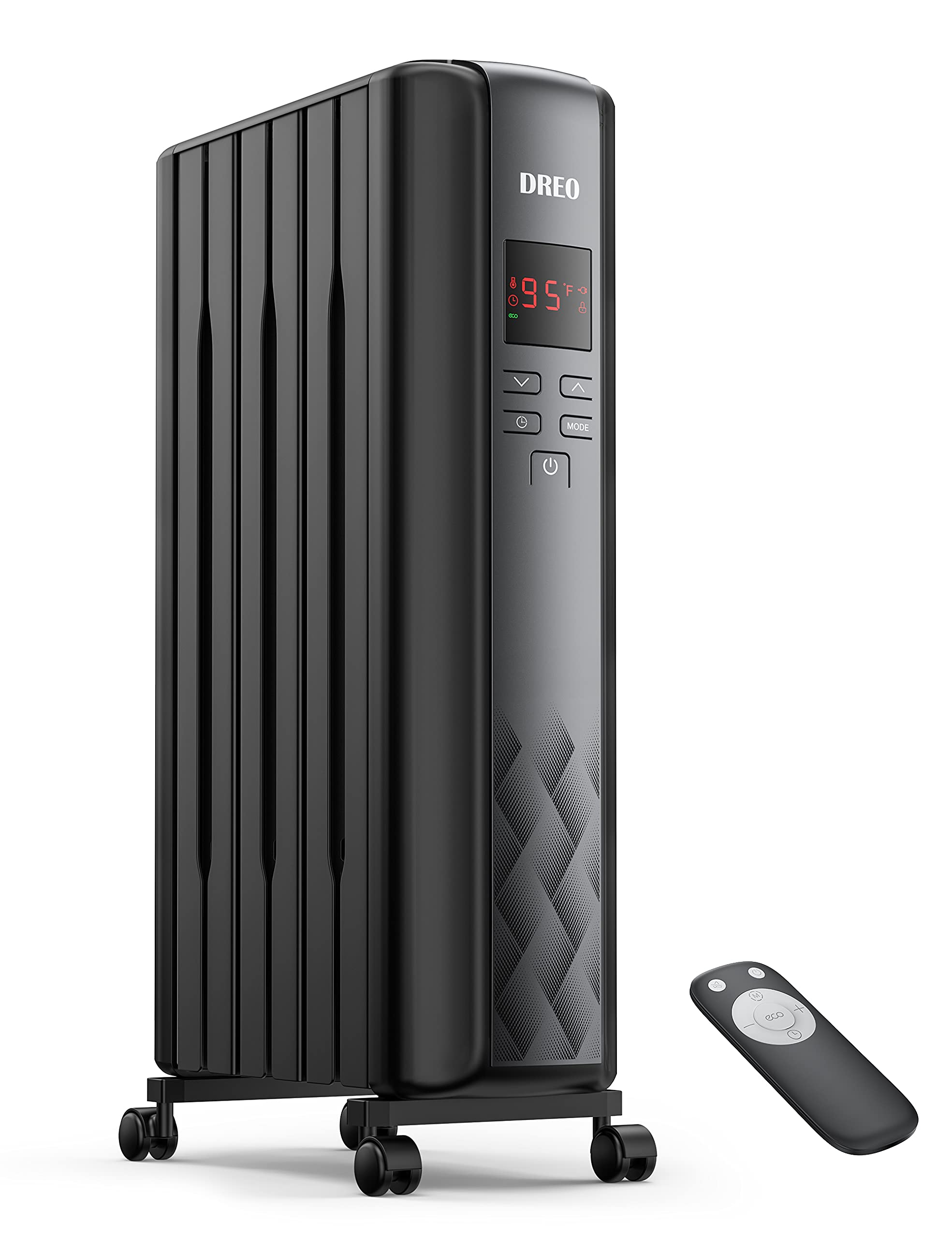 Dreo Oil Filled Radiator Heater - 1500W Electric Space Heater with Remote Control, 4 Heating Modes, Overheat & Tip-Over Protection, 24H Timer & Digital Thermostat | Quiet Portable Heater for Bedroom, Living Room, Office & Large Indoor Spaces | Energy Efficient Winter Heating Solution