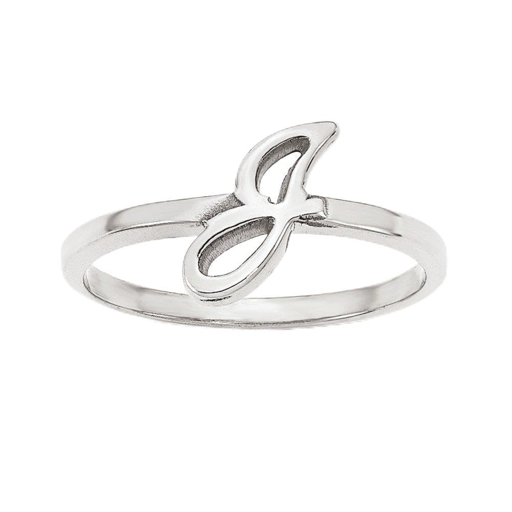 Personalized 925 Sterling Silver Initial Ring - Custom Letter Script or Block Font Ring Band for Women & Men - Perfect for Engagements, Anniversaries & Gifts