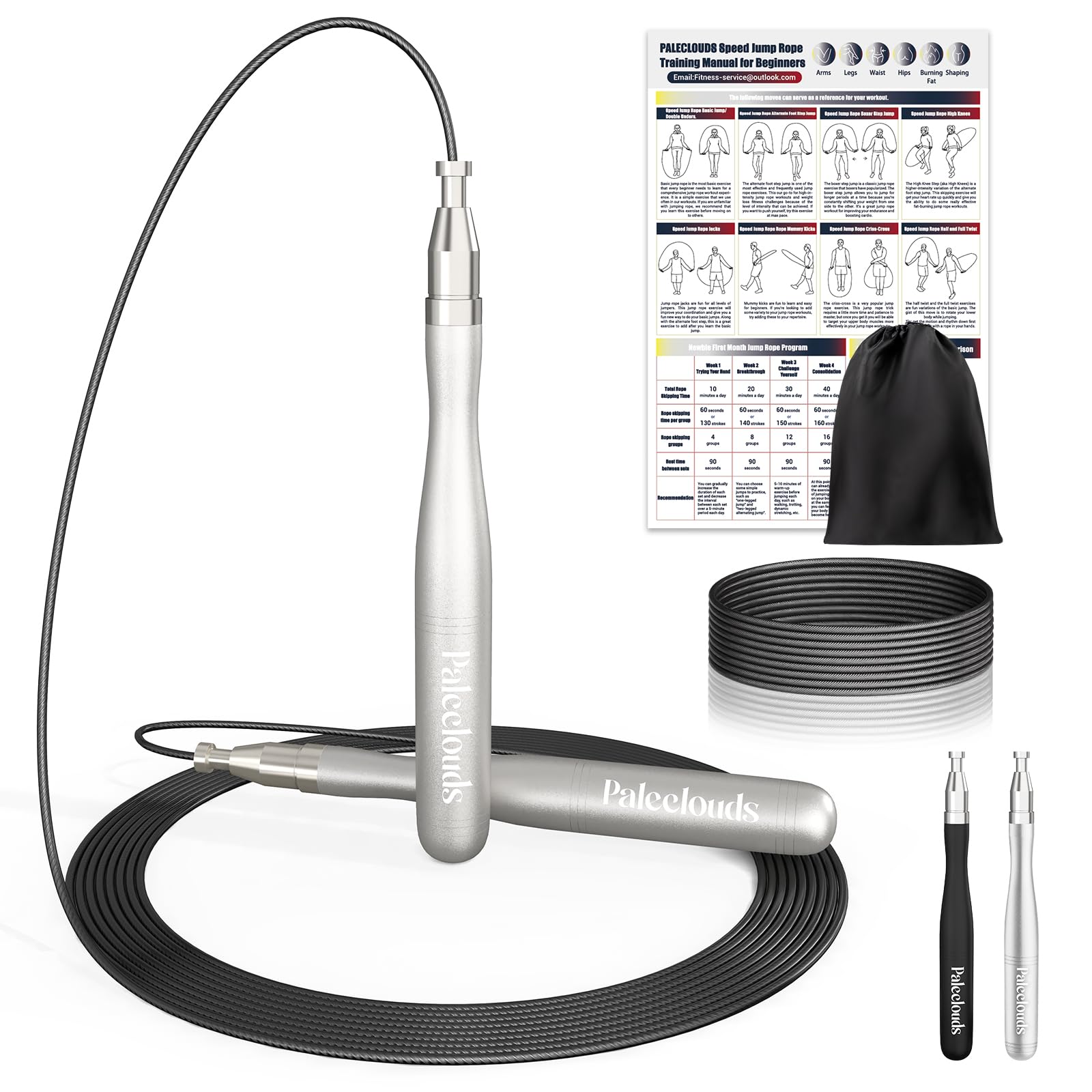 360° Double Ball Bearing Speed Jump Rope - Tangle-Free Weighted Skipping Rope with Self-Locking Screw-Free Design for Boxing, CrossFit & Home Workouts - Includes Training Poster & 2 PU Ropes (Men & Women) - Perfect for Cardio, Fitness Training & Weight Loss