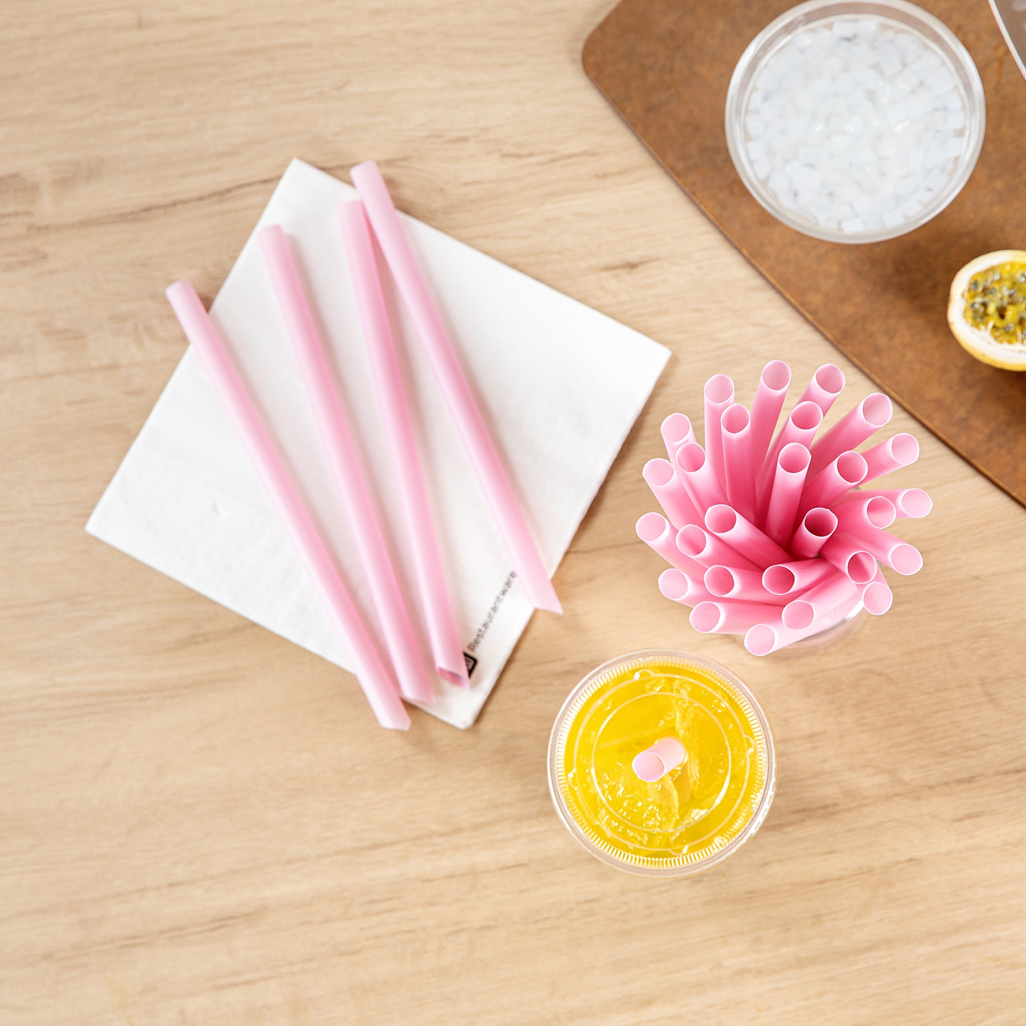 Eco-Friendly Extra Wide Pink PLA Plastic Boba Straws - Compostable, Pointed Tip, 9mm (100 Count) | Perfect for Bubble Tea, Smoothies, and Cold Drinks