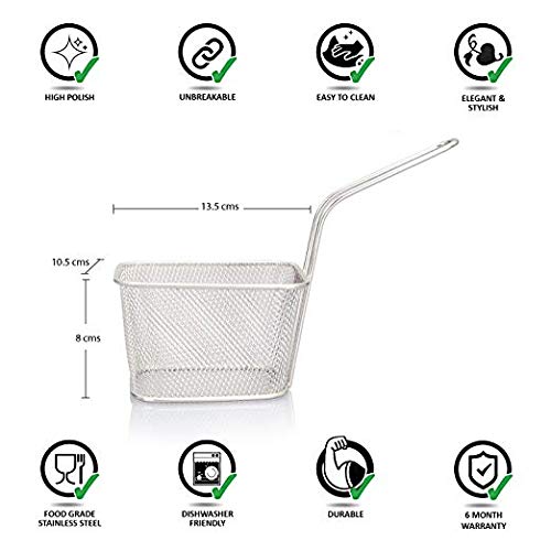Stainless Steel Frying Basket - French Fry Holder & Strainer Net for Potatoes, Chips & Chicken - Durable Cooking Tool for Deep Frying - Perfect for Home Kitchens, Restaurants & Fast Food Shops (1Pcs)