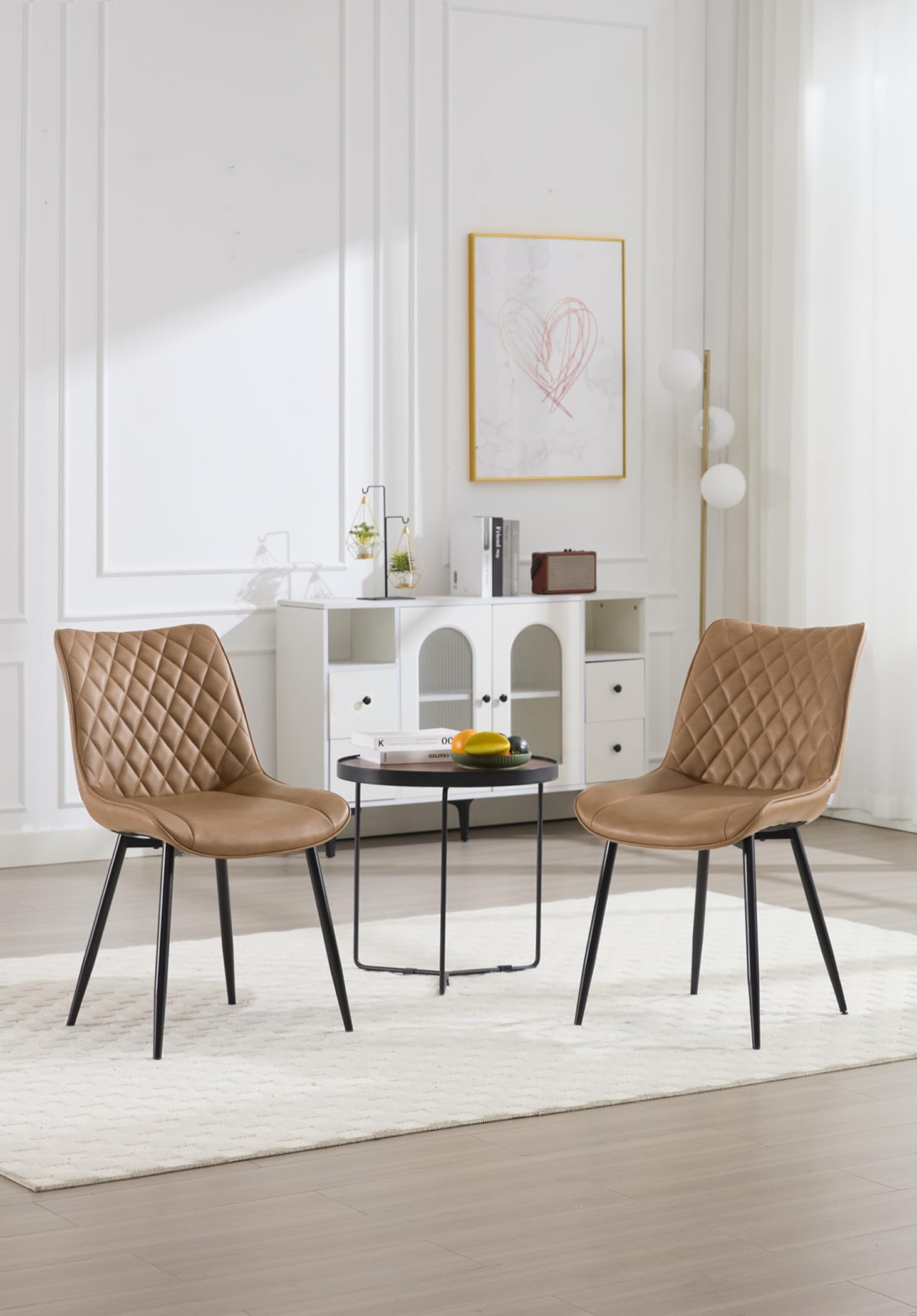 WOLTU 4-Piece Counter Height Dining Chairs Set - Light Brown Leatherette Upholstered Kitchen Bar Stools with Padded Seat & Backrest - Perfect for Breakfast Nook, Kitchen Island, and Home Bar Seating