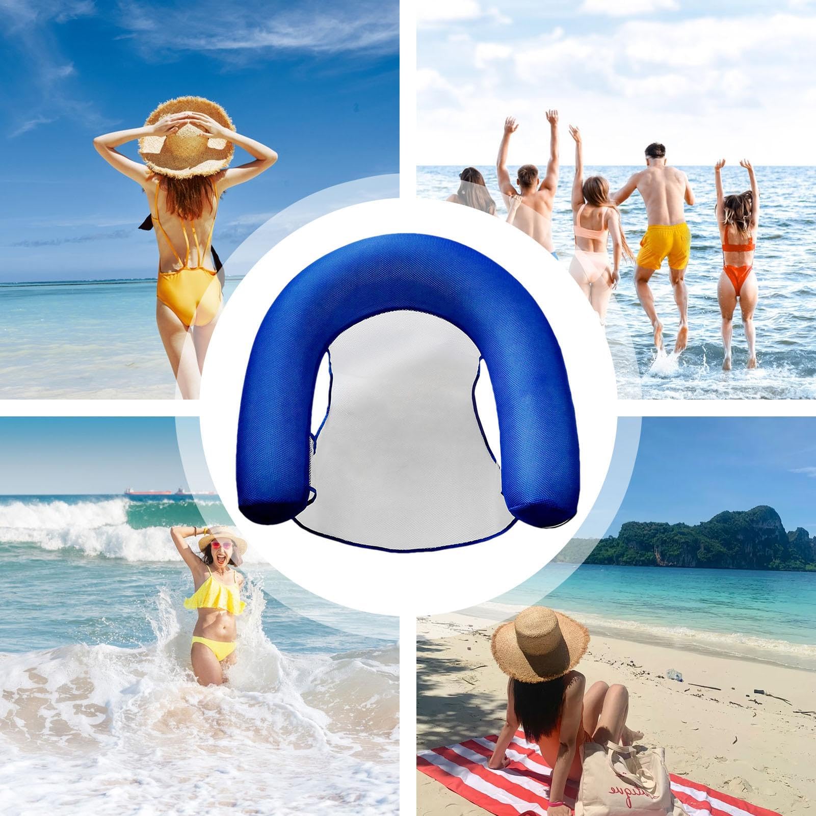 **Inflatable Pool Floating Chair for Adults - U-Shaped Noodle Lounger with Scarf, Comfortable Reusable Water Chair for Swimming, Beach, Pool Party & Relaxation**