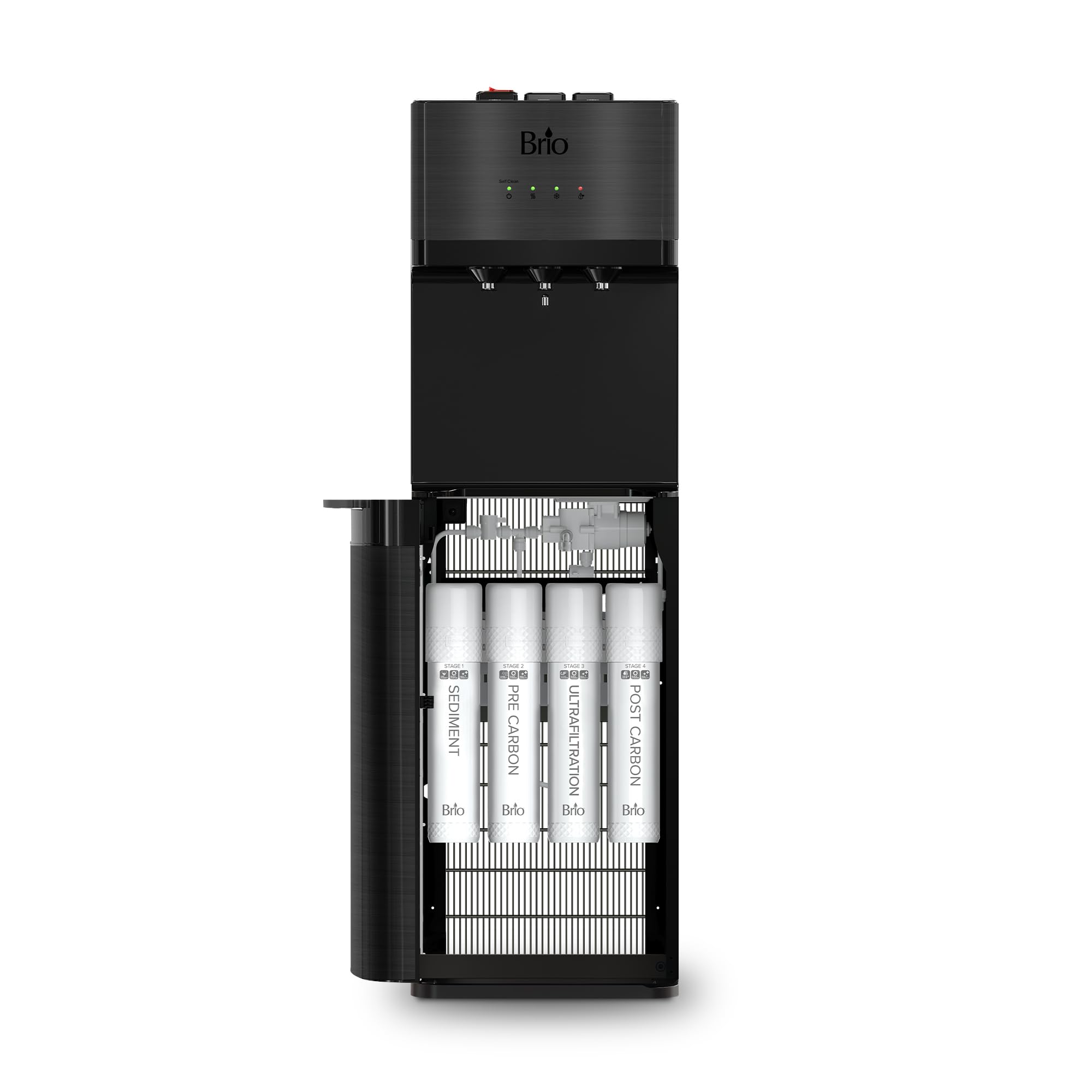 Brio 4-Stage Bottleless Water Cooler - Tri-Temp, UV Self-Cleaning, Child Lock for Home & Office
