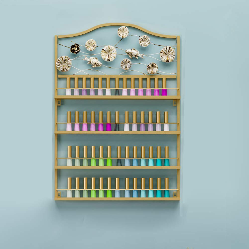 4-Tier Metal Wall Mount Nail Polish Organizer Rack - Lipstick & Perfume Display Shelf for Salon, Retail Store & Home Bathroom Organization