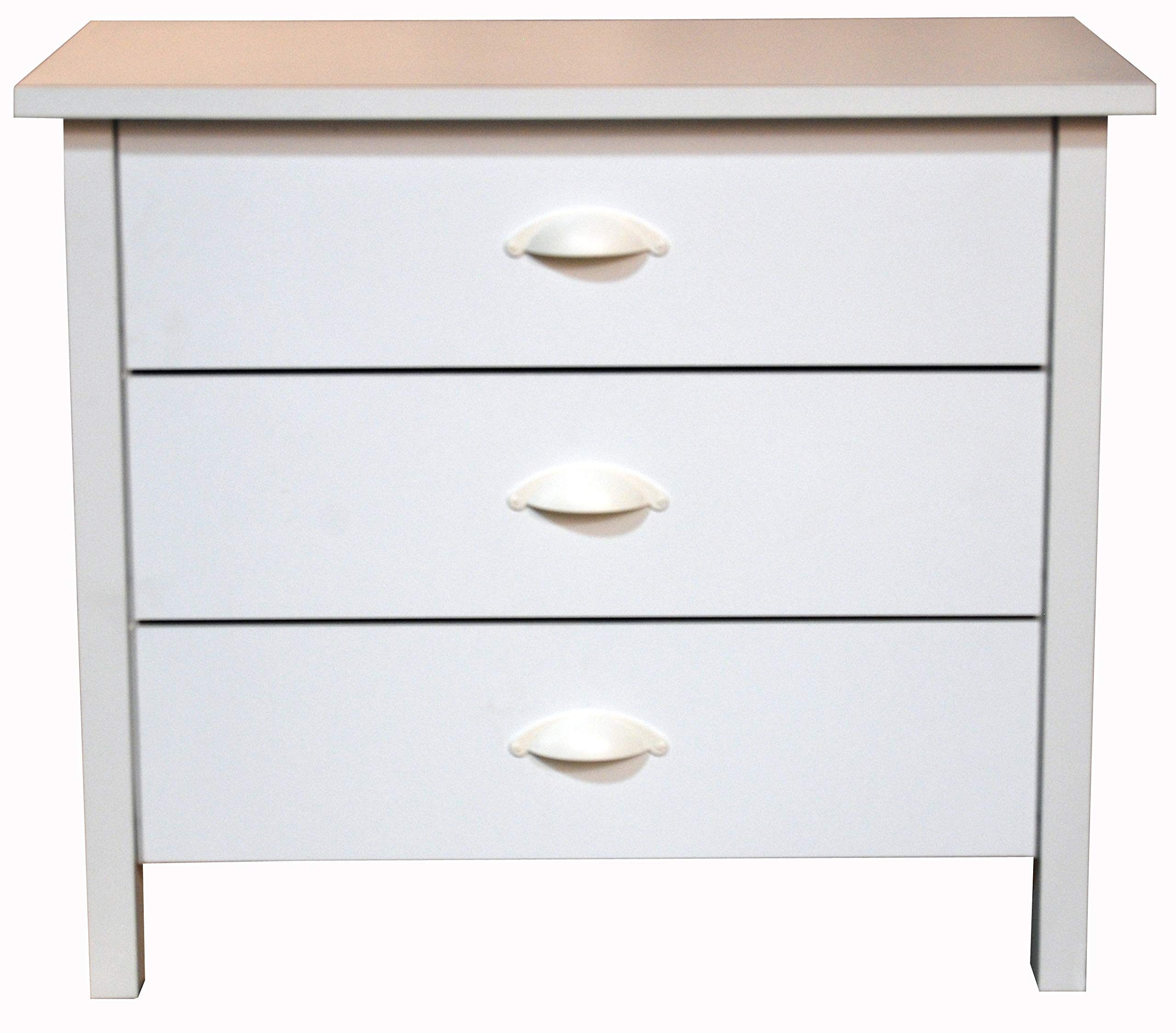 Venture Horizon 3-Drawer Nouvelle Chest in White - Perfect for Bedroom, Living Room, or Office Storage Organization