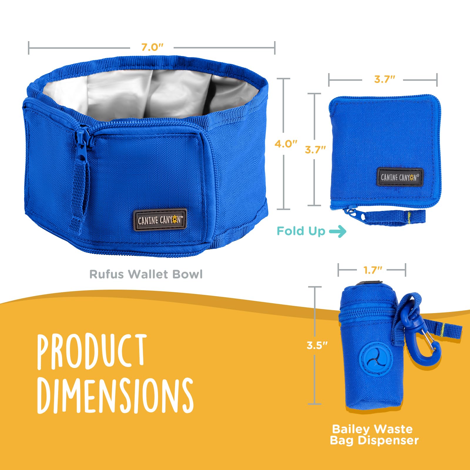 Foldable Collapsible Dog Bowl & Leash-Attached Poop Bag Dispenser Set - Portable Pet Travel Bowl for Food & Water - Perfect for Hiking, Camping, Travel & Outdoor Adventures with Your Dog