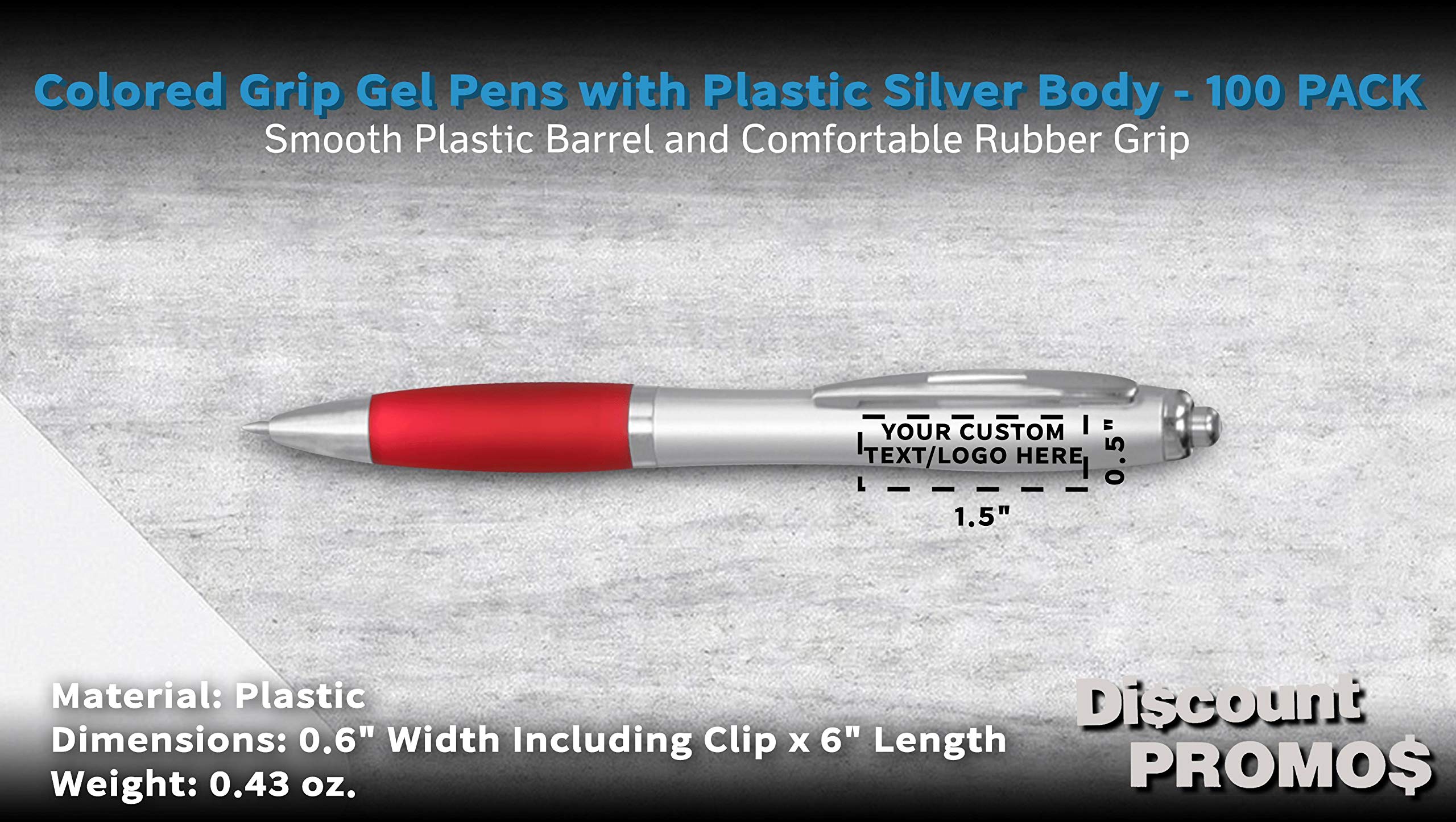 100-Pack Custom Colored Gel Pens with Comfort Grip - Bulk Personalized Pens for Office, School & Business - Perfect for Tradeshows, Events & Promotional Giveaways - Red