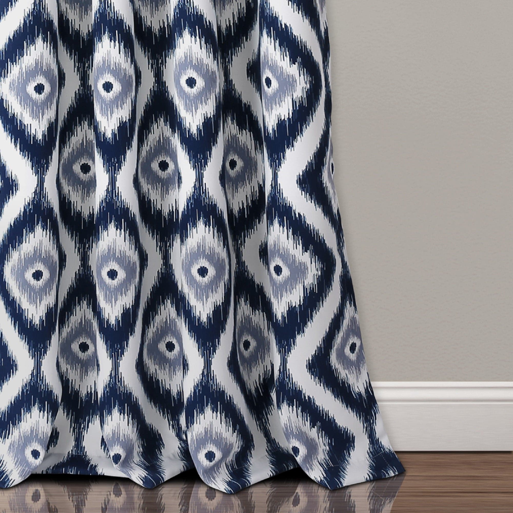 Premium Diamond Ikat Light Filtering Window Curtain Set - Elegant Sheer Drapes for Living Room & Bedroom - Soft Sunlight & Privacy Control