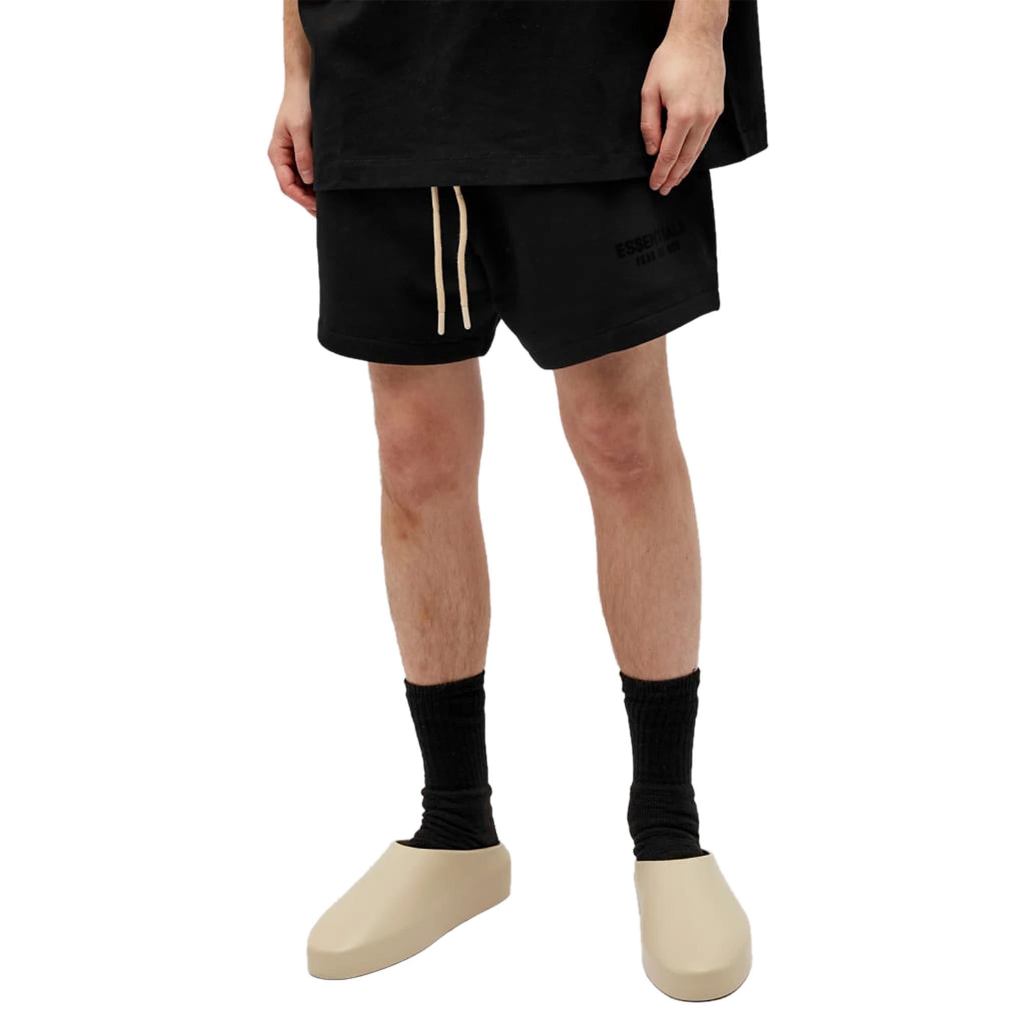 Fear Of God Essentials Jet Black Shorts (FW23) - Men's Casual Athletic Shorts for Gym, Running & Lounge Wear
