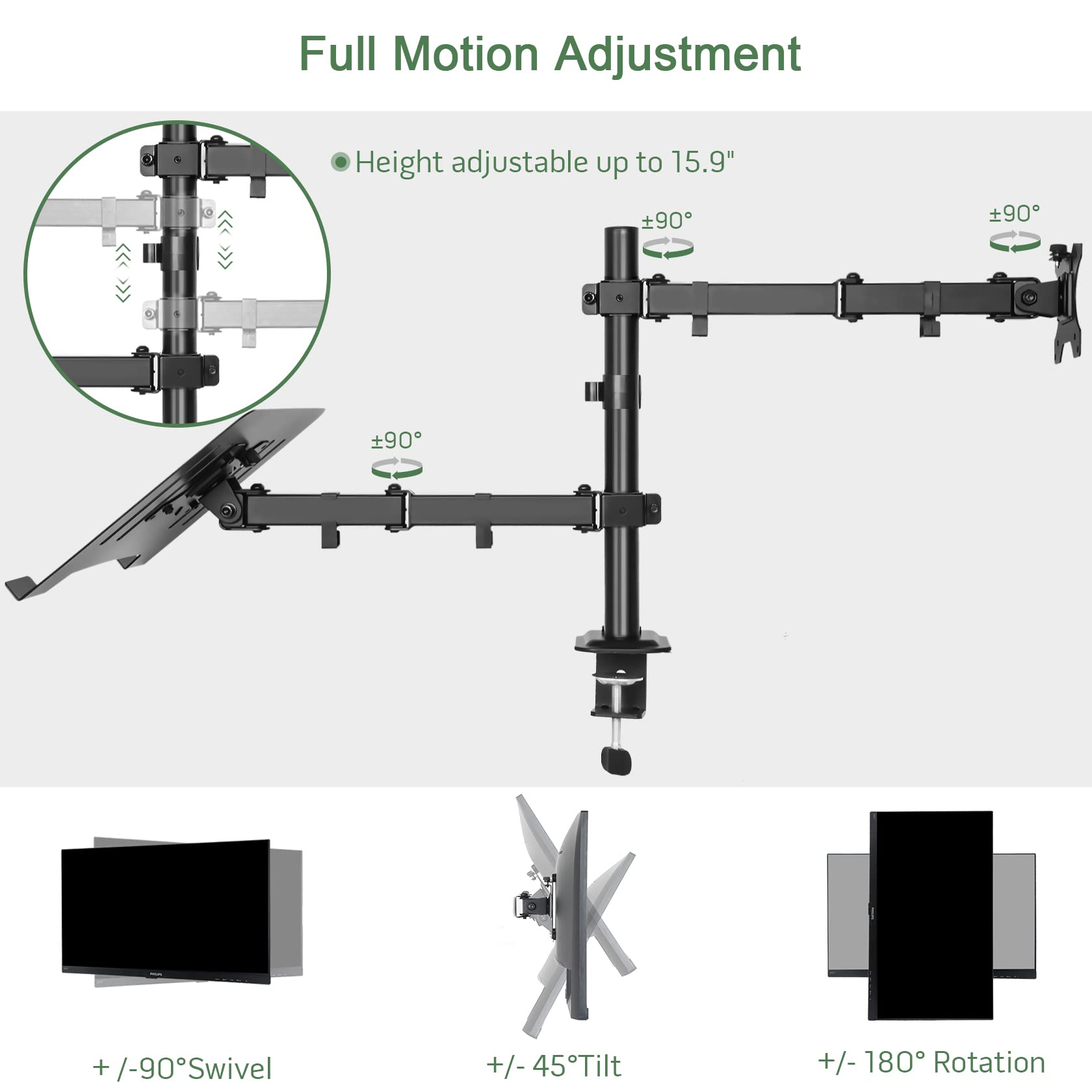 Fully Adjustable Monitor and Laptop Mount Stand for 13
