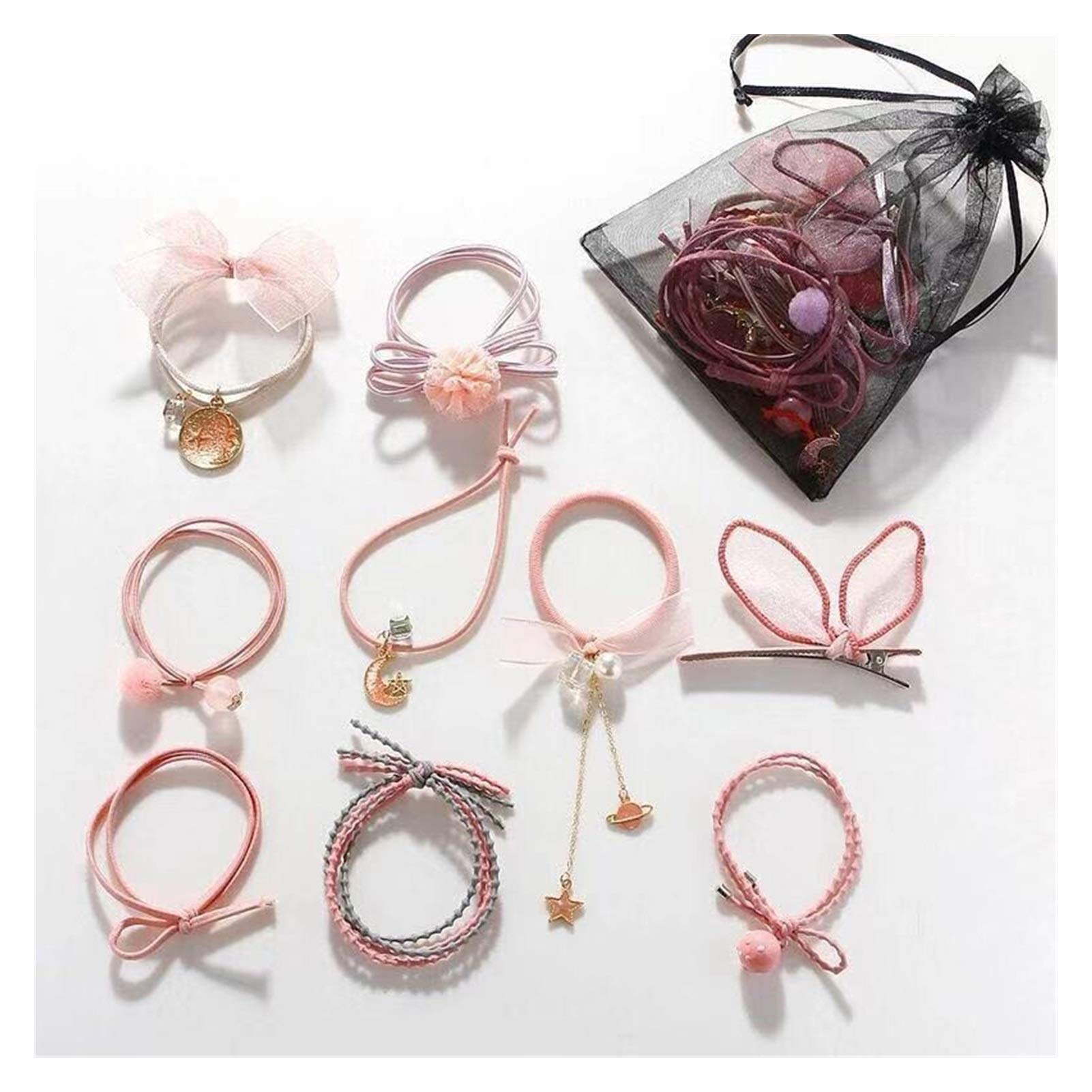 Fuxwlgs Hair Ropes - Soft Stretchy Hair Ties for Girls (Color B) | Perfect for School, Sports & Everyday Hairstyles