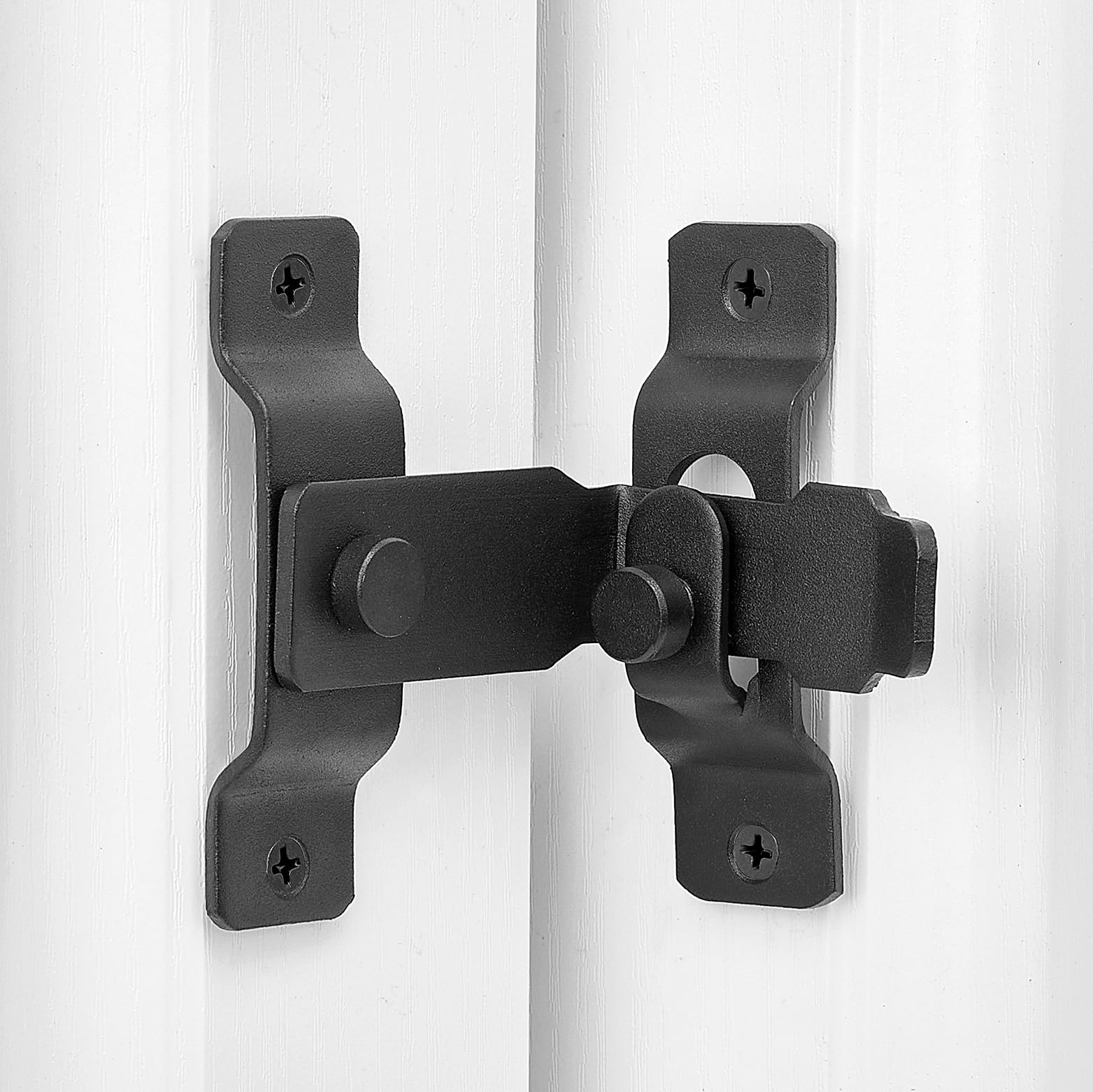2 Packs 90 Degree Flip Barn Door Lock - Matte Black Privacy Security Gate Latch for Sliding Doors, Wine Cabinets & Closets | Heavy Duty Antique Style Hook Lock for Home & Office Use