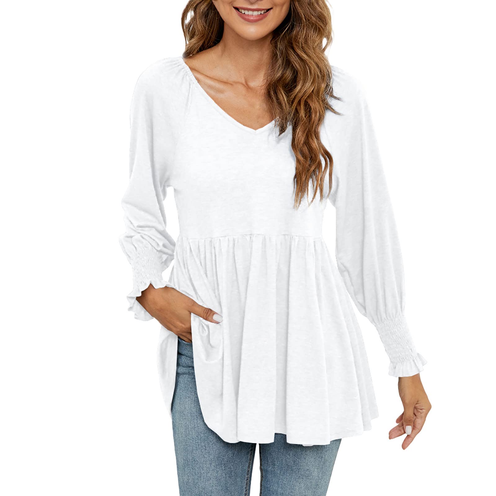 Women's Summer Tops - Basic Tunic Tops & Long Sleeve Round Neck Blouses | Casual Shirts for Everyday Wear, Office & Outings