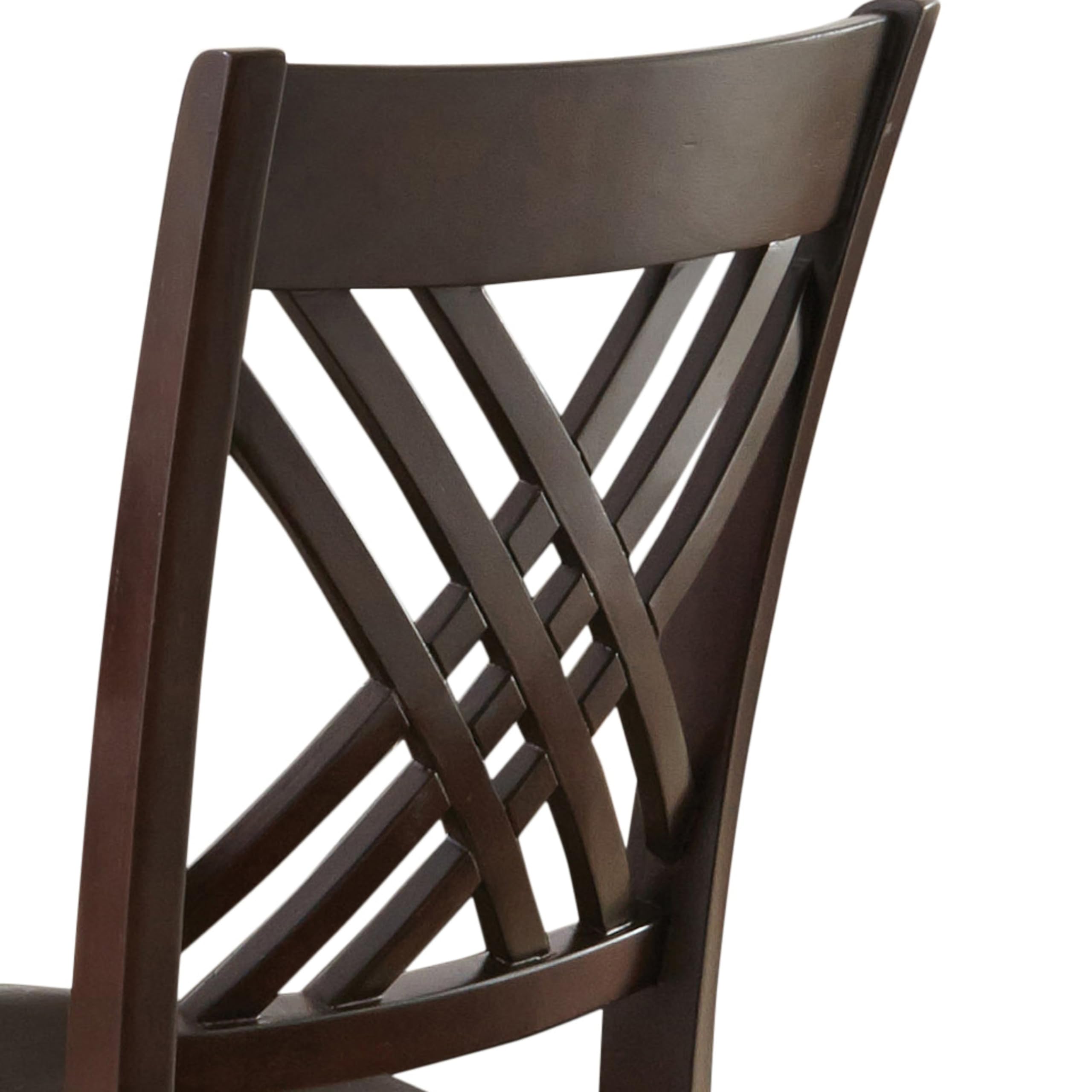 Steve Silver Company Adrian Side Chair Set of 2 - Faux Leather Dining Room Chairs with X-Back Design, Vegan Leather Upholstery in Espresso Cherry Brown (19