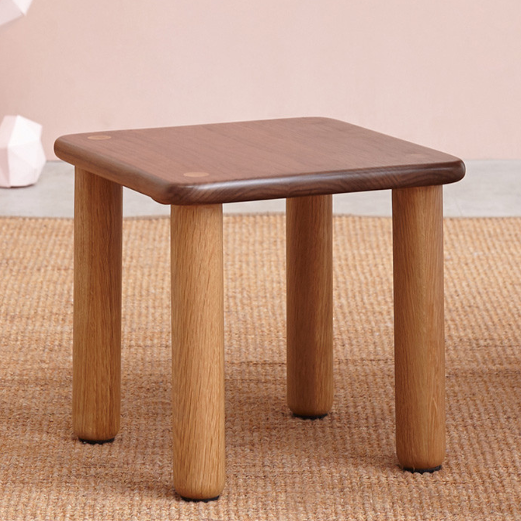 Solid Oak & Black Walnut Kids Small Stool - Durable Wooden Step Stool for Children - Perfect for Bathroom, Kitchen, and Playroom Use