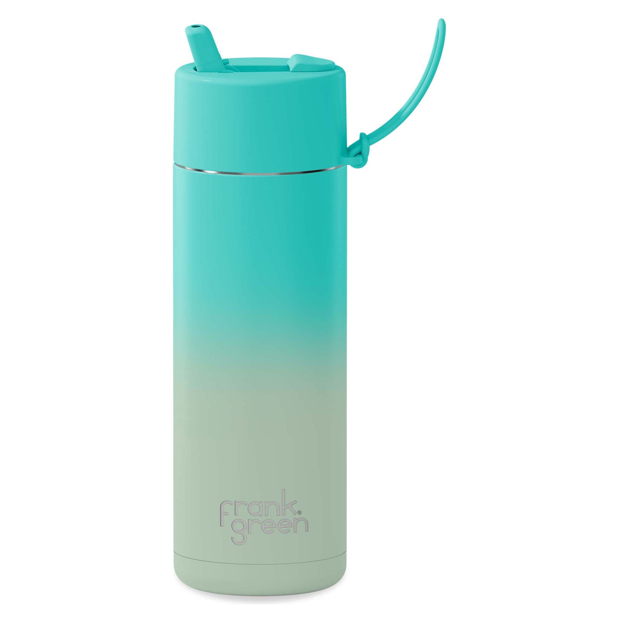 595ml Stainless Steel Ceramic Reusable Water Bottle with Flip Straw Lid - Eco-Friendly Travel Mug for Gym, Hiking & Office Use