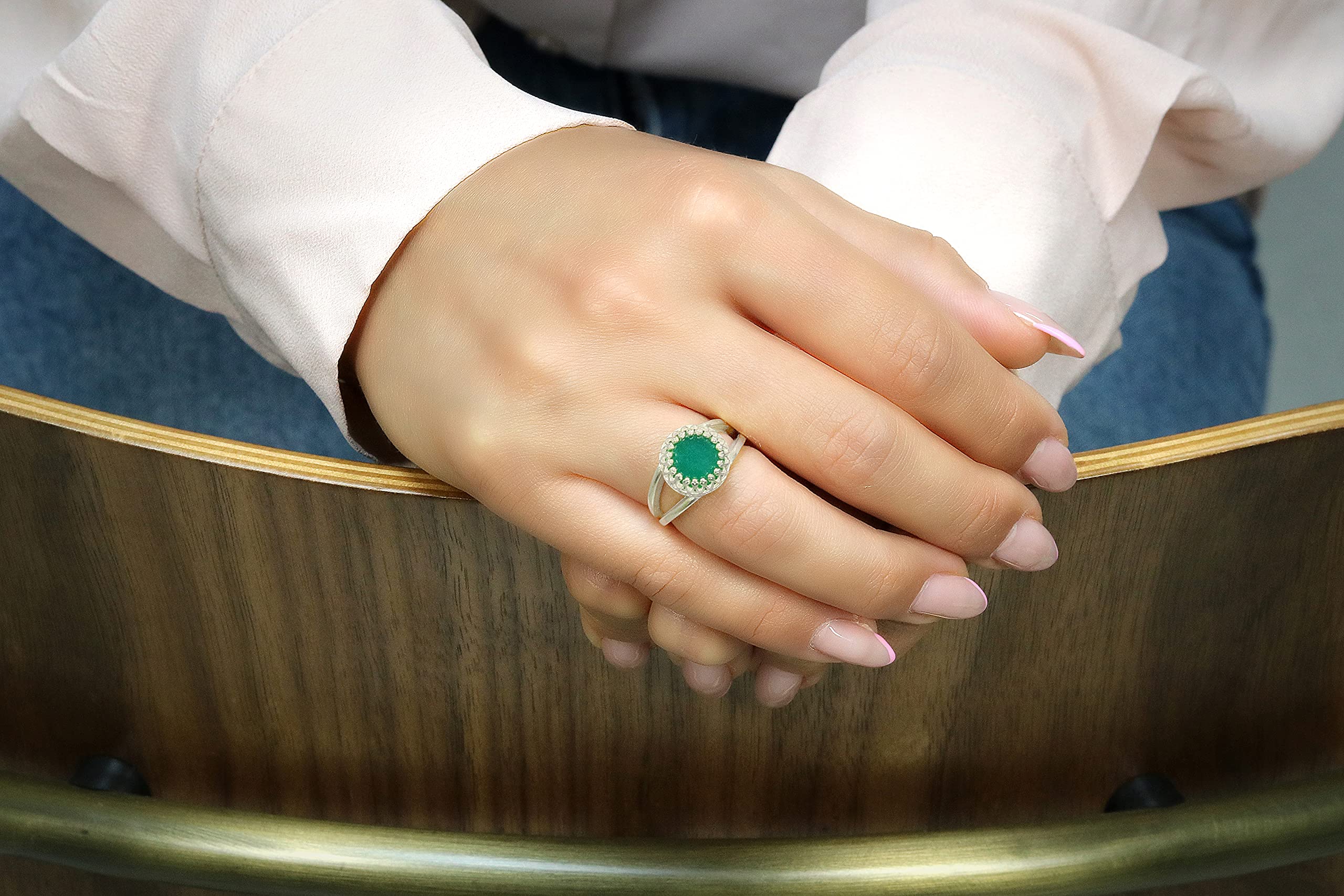 10mm Green Onyx Rose Gold-filled Ring - Handmade Jewelry for Women, Anniversary & Birthday Gifts - Elegant Rose Gold Band for Weddings, Parties & Special Occasions - Comes with Gift Box